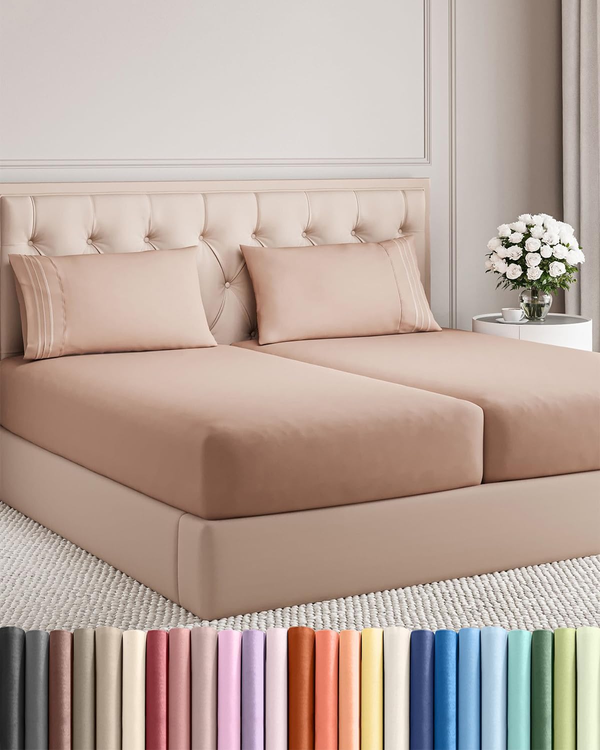 Split King Size 5 Piece Sheet Set - Comfy Breathable & Cooling Sheets - Hotel Luxury Bed Sheets for Women & Men - Deep Pockets, Easy-Fit…