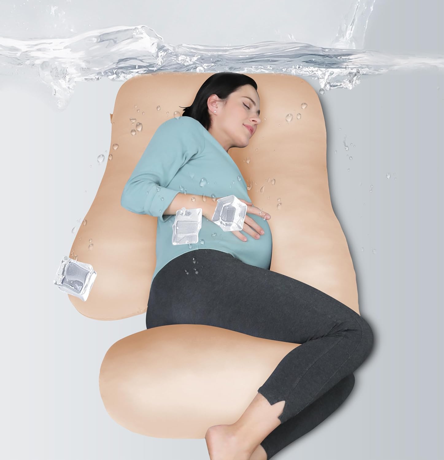 Moonpark MOON PARK Pregnancy Pillows for Sleeping - U Shaped Full Body Maternity Pillow with Removable Cover - Support for Back, Legs, Bell…