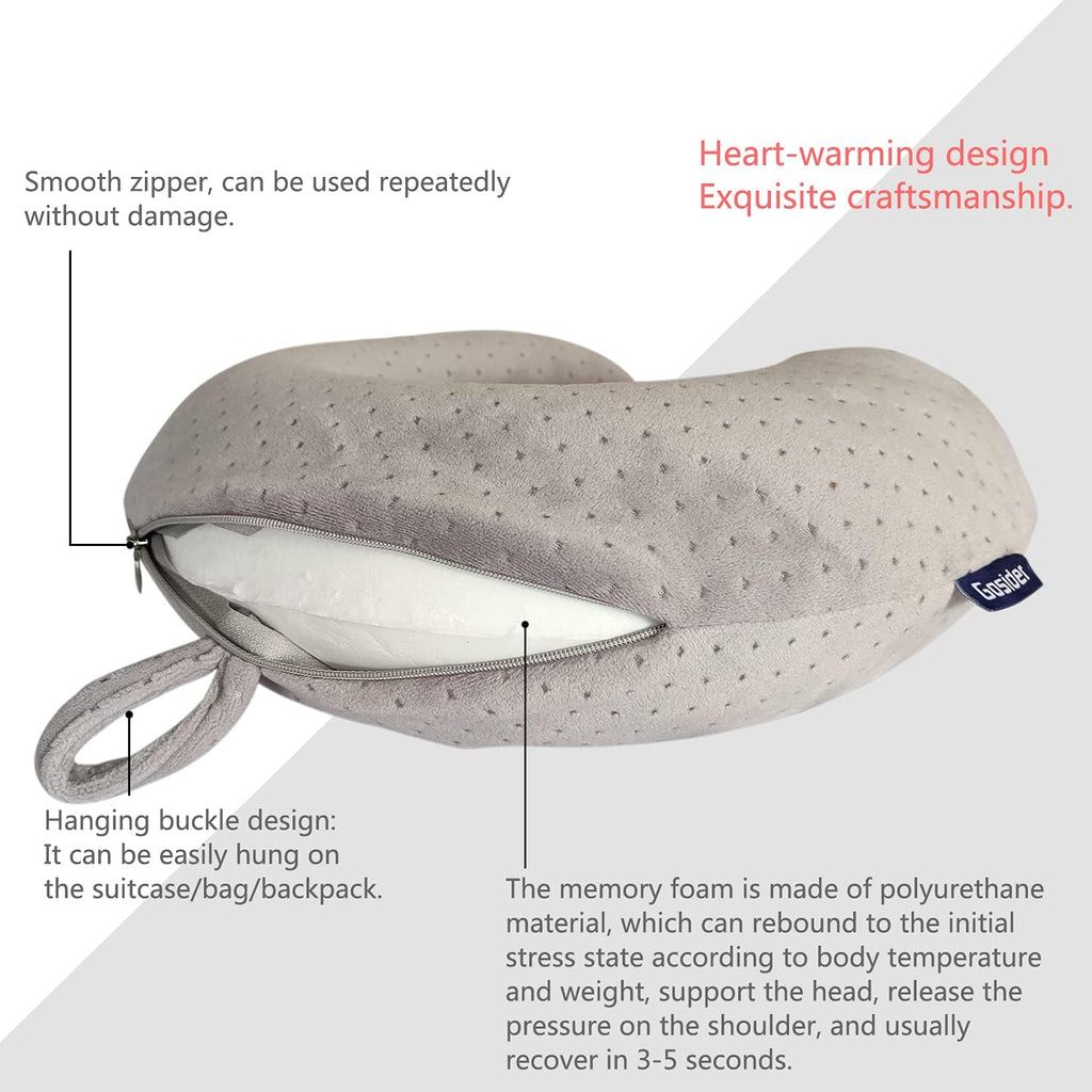 Gosider Memory Foam Travel Pillow, Comfortable Travel Neck Pillow U Shape, Support Neck and Head to Relieve Fatigue, Portable Neck Pillow S…