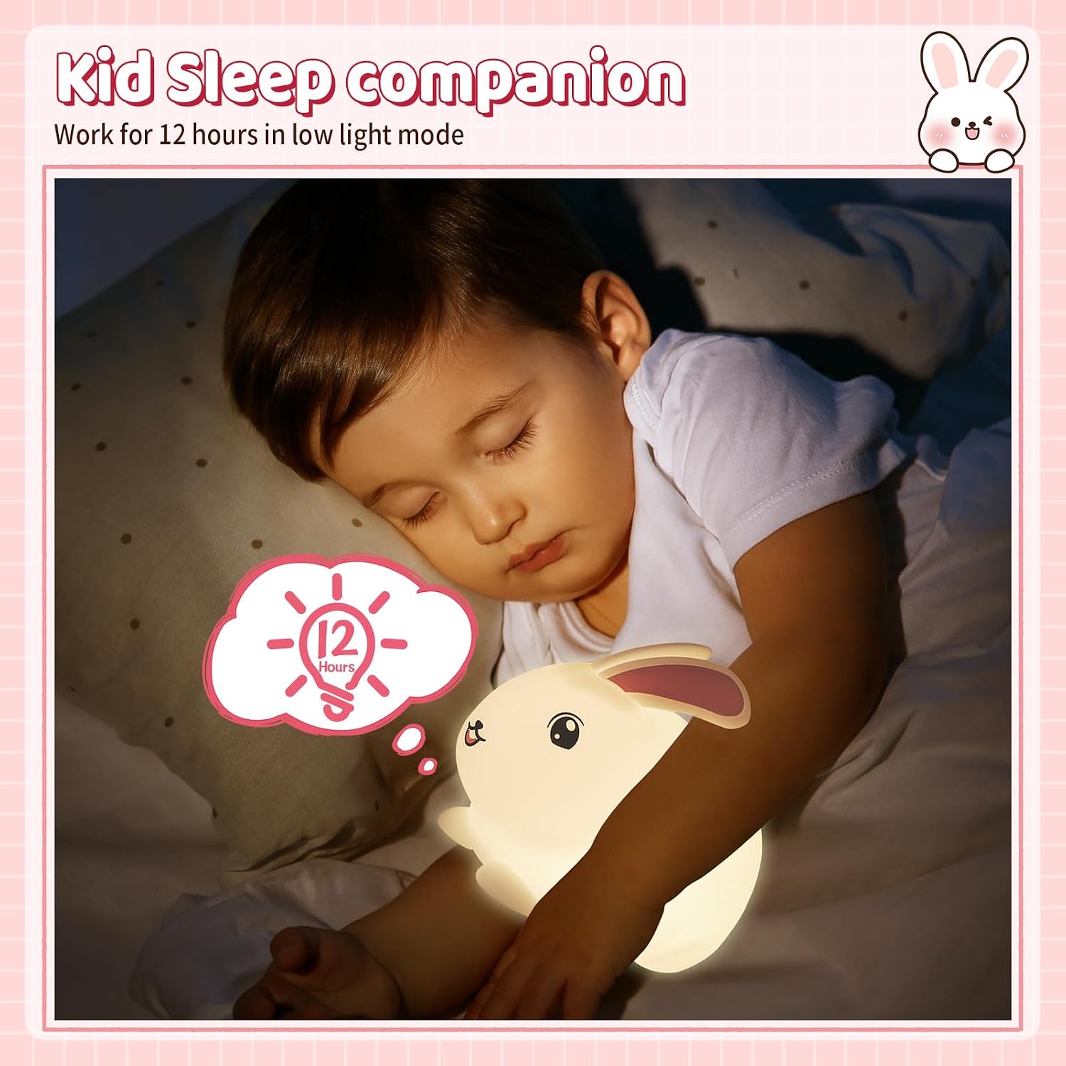 Saluoke Baby Night Light 7-Color: Soft Silicone Nursery Light for Kids Room Decor with Portable Rechargeable Cute NightLamp Animal Lights -…