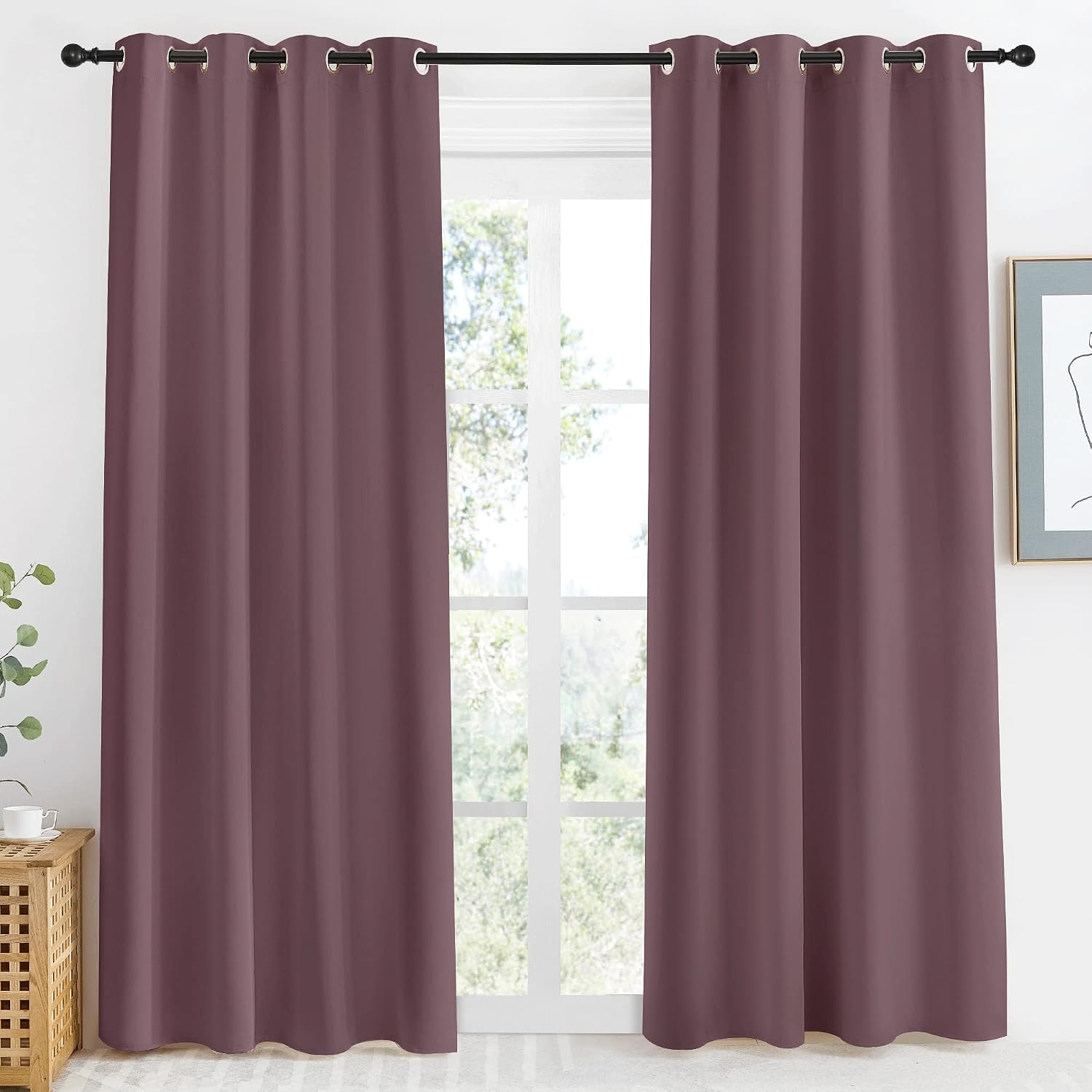 NICETOWN Kitchen Blackout Window Curtain Panel, Dry Rose, 1 Panel, 55 by 86 inches Long, Home Fashion Thermal Insulated Solid Grommet…