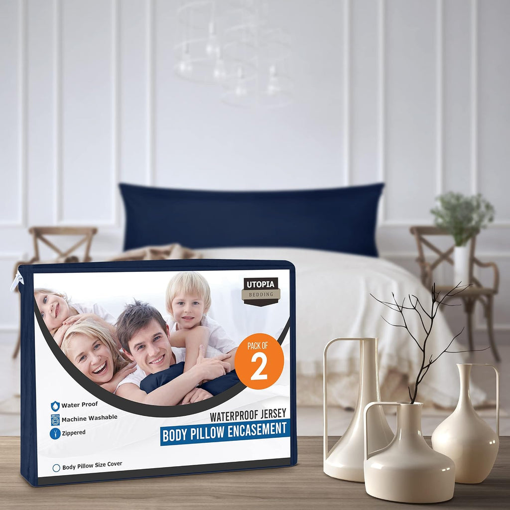 Utopiabedding Utopia Bedding 100% Waterproof Pillow Protectors with Zipper Body Size (Set of 2), Bed Bug and Dust Mite Proof Zippered Pillo…
