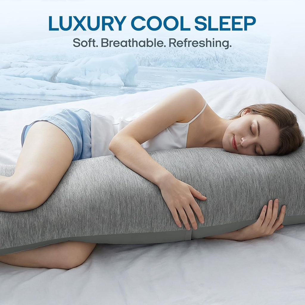 Zonli Cooling Body Pillowcase for Hot Sleepers, Breathable Body Pillow Cover, Double-Sided Cooling Fabric, Soft Silky Touch, Ideal for Nigh…