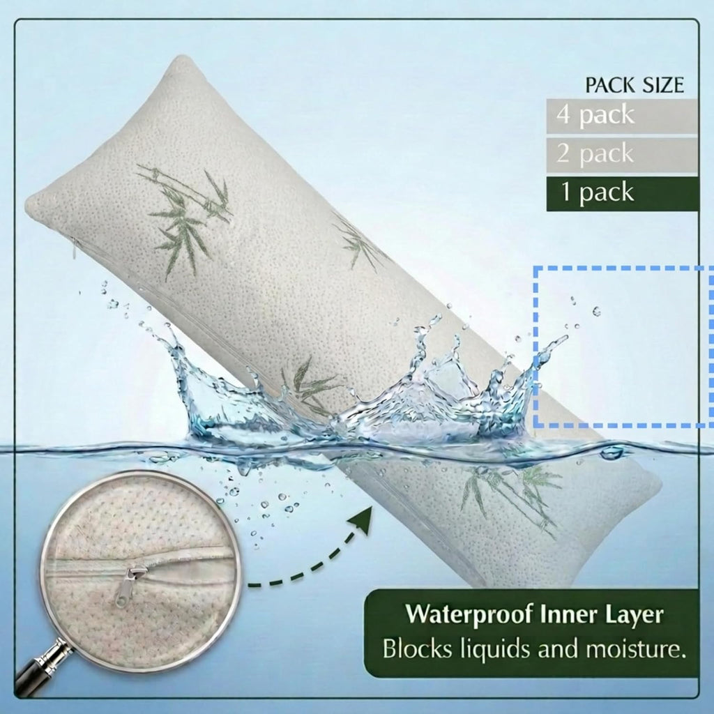 Four Seasons Essentials Body Size Waterproof Pillow Protector (Set of 1) - Natural Viscose derived from Bamboo Pillow Covers…