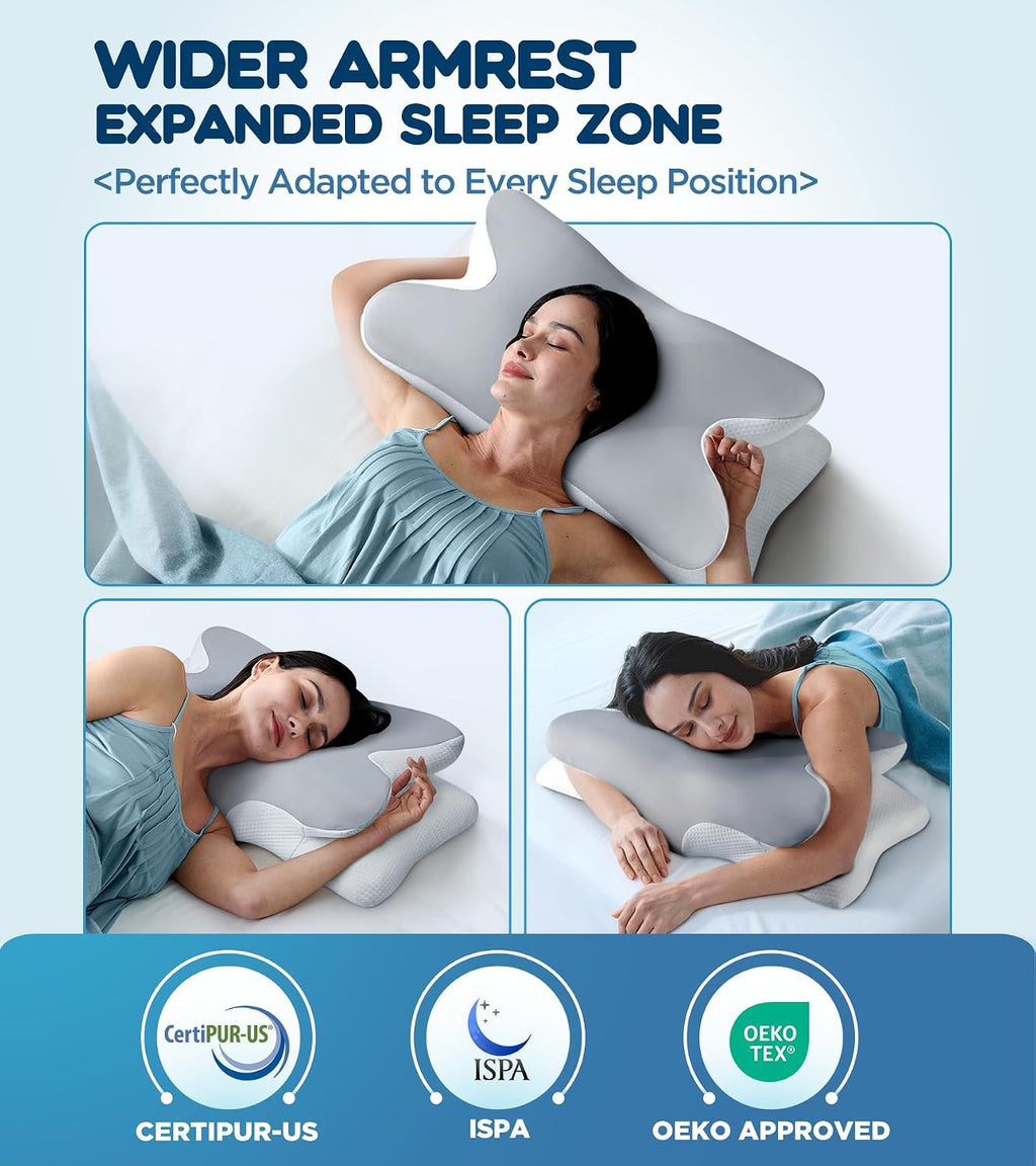 Cozyplayer Effective Cervical Neck Pillow for Sleeping, Ergonomic Cooling Side Sleeper Pillow for Neck Support, Orthopedic Contour Memory F…