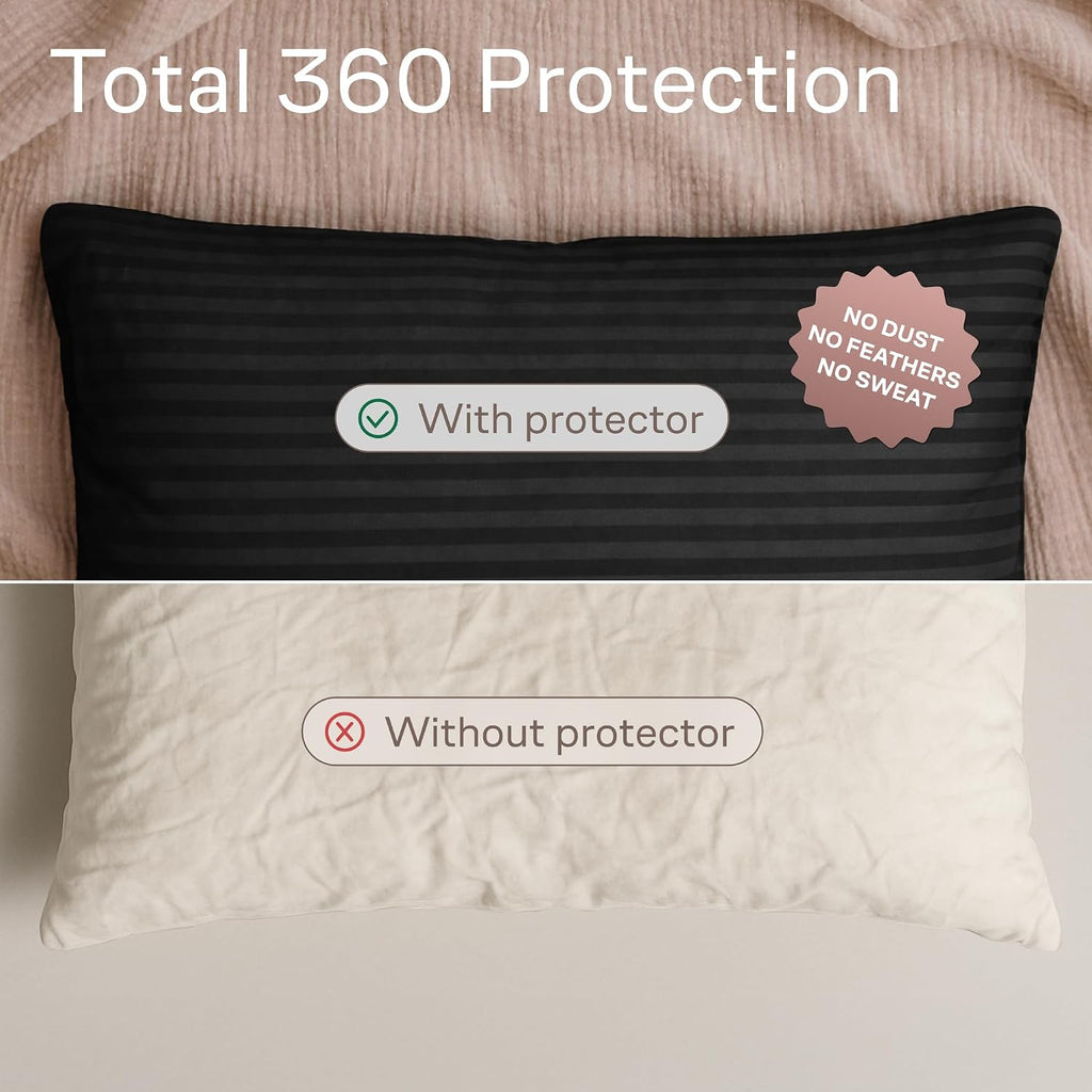Ultra Soft Pillow Protectors with Zipper Standard Size - Set of 4 Breathable Pillow Covers - 100% Protection Against Stains, Dust & Dirt…