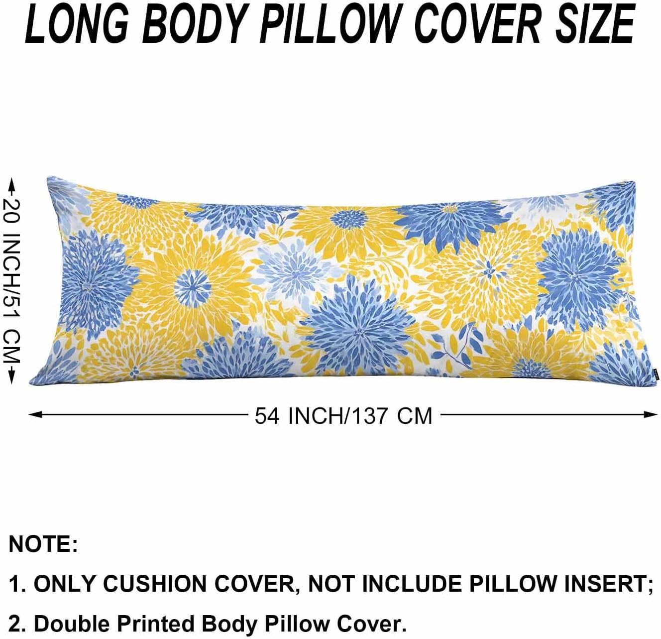 Floral Body Pillow Pillowcase, Abstract Spring Flower Farmhouse Body Cushion Covers 20x54 Body Pillow Covers Bedding Pillow Protector for…