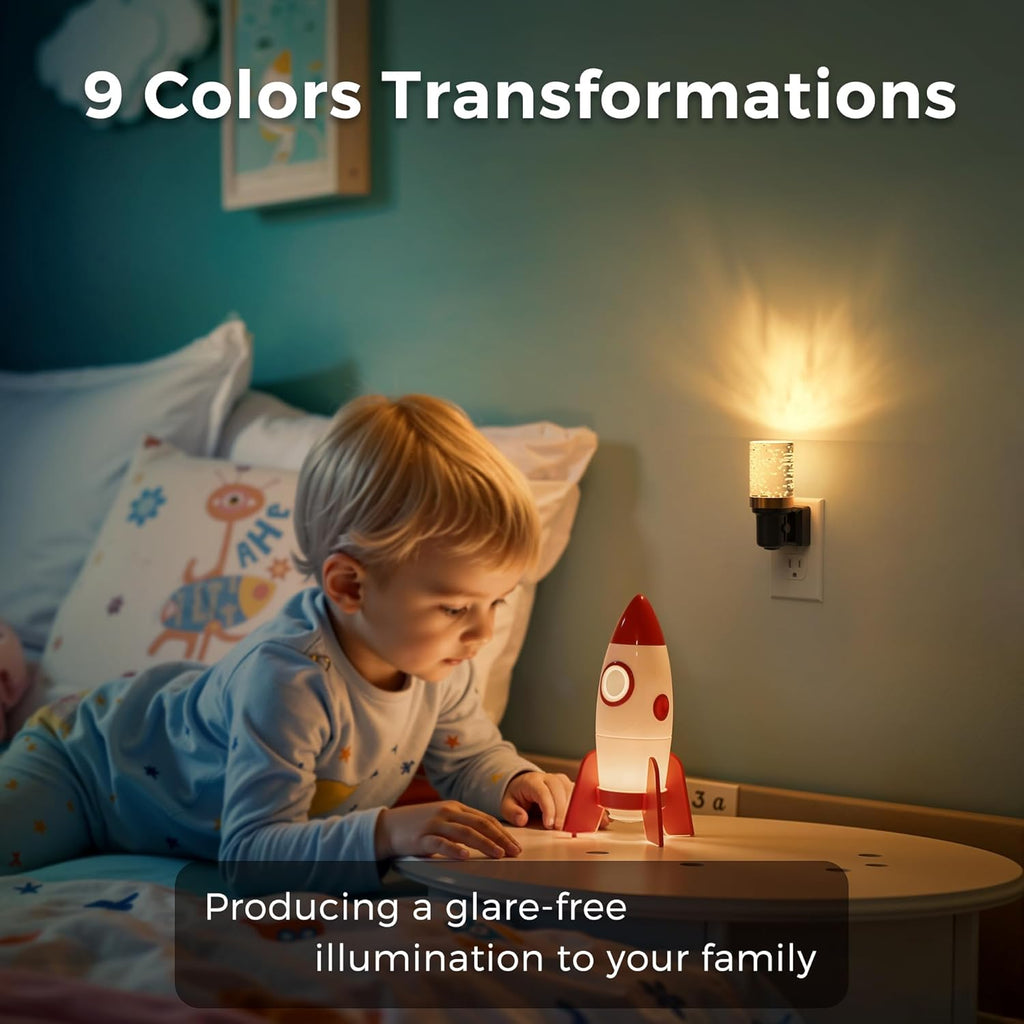 L LOHAS LED Night Light, 2 Pack Dimmable Night Lights Plug into Wall, Color Changing Nightlight RGB with Auto Light Sensor for Halloween…