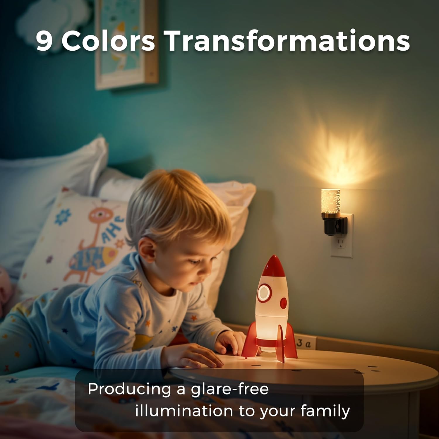 L LOHAS LED Night Light, Dimmable Night Lights Plug into Wall, Color Changing Nightlight RGB with Auto Light Sensor for Halloween…