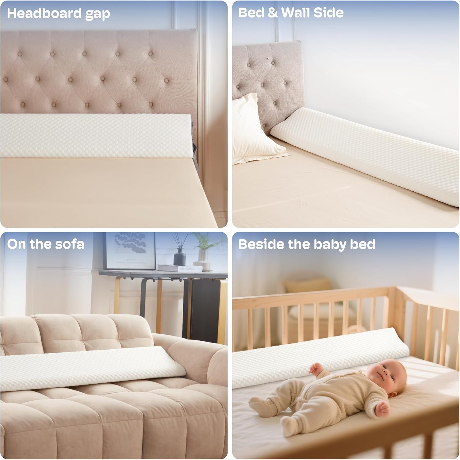 Simpledad Queen Size Wedge Pillow Headboard for Bed Gap Filler, Bed Wedge Pillow for Headboard Gap (0-8") Ergonomic Mattress Wedge Gap Fill…