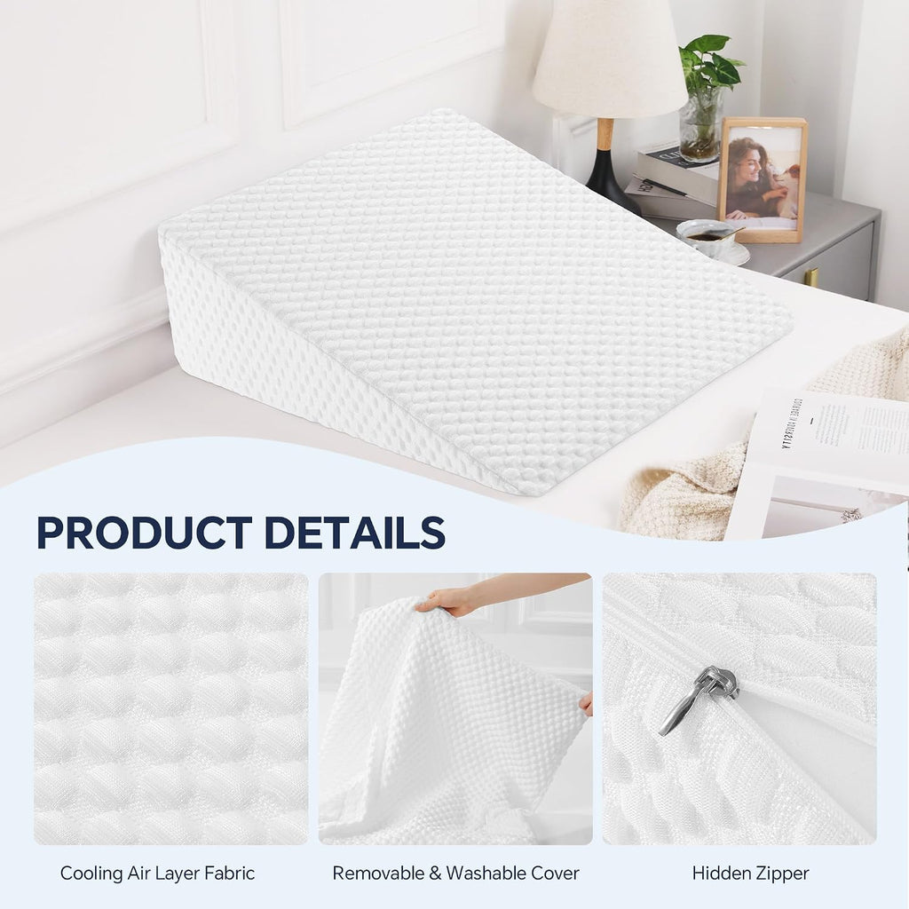 HOMBYS Air Layer Cooling Wedge Pillow Cover, 24x24x8 Inch Breathable Wedge Pillowcase (Pillow Not Include), Machine Washable, Soft, 1 Pack