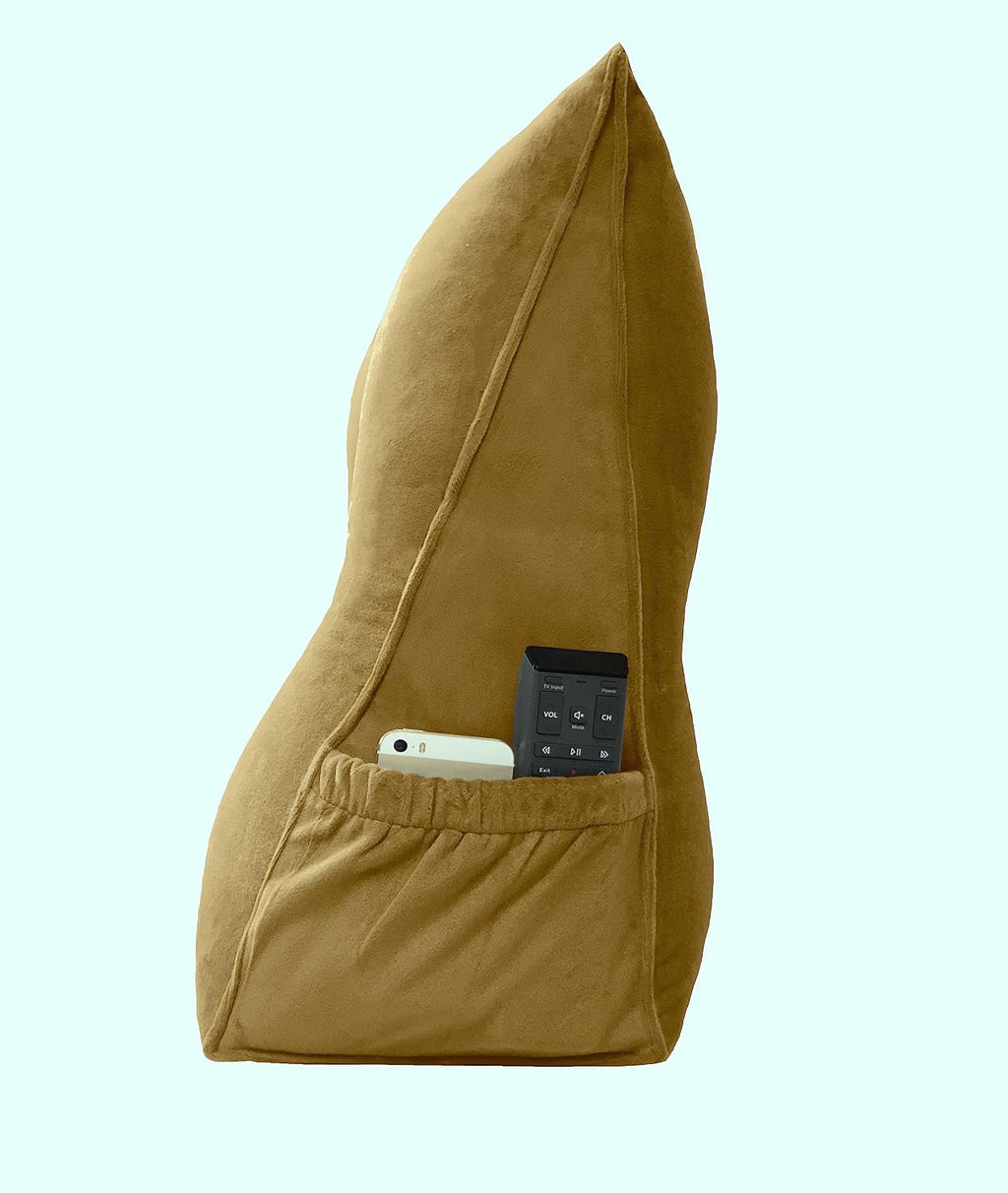 Peachwell Handmade Headboard Pillow- Wedge Support Large Bolster Cushion Headboard Backrest Pillow with Two Large Side Pockets for Bed…
