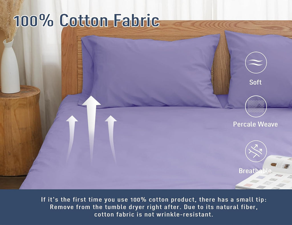 Homtec Pillow Cases, Standard Queen Size Cotton Percale Weave Pillowcases, Pre-Shrunk Breathable and Hypoallergenic Pillowcases, Set of 2 (…