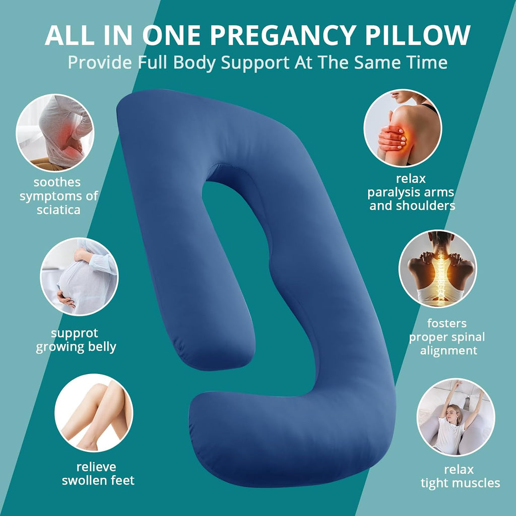 Sasttie Pregnancy Pillows for Sleeping, Jumbo U Shaped Cooling Full Body Pillow with Removable Cover, Pregnant Women Must Haves, Maternity…