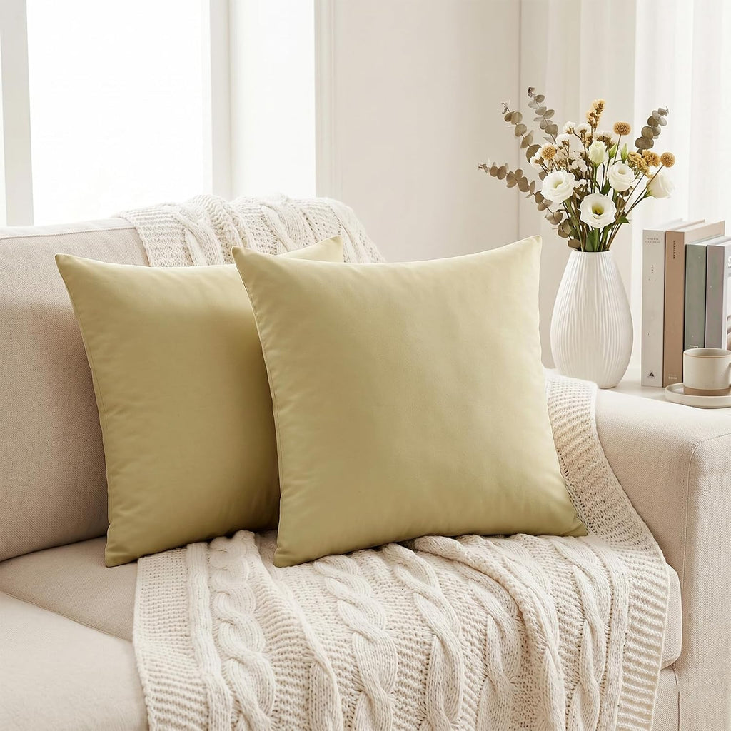 Thmyo 4-Pack 100% Cotton Comfortable Solid Decorative Throw Pillow Case Square Cushion Cover Pillowcase Sublimation Blank Khaki DIY Throw P…