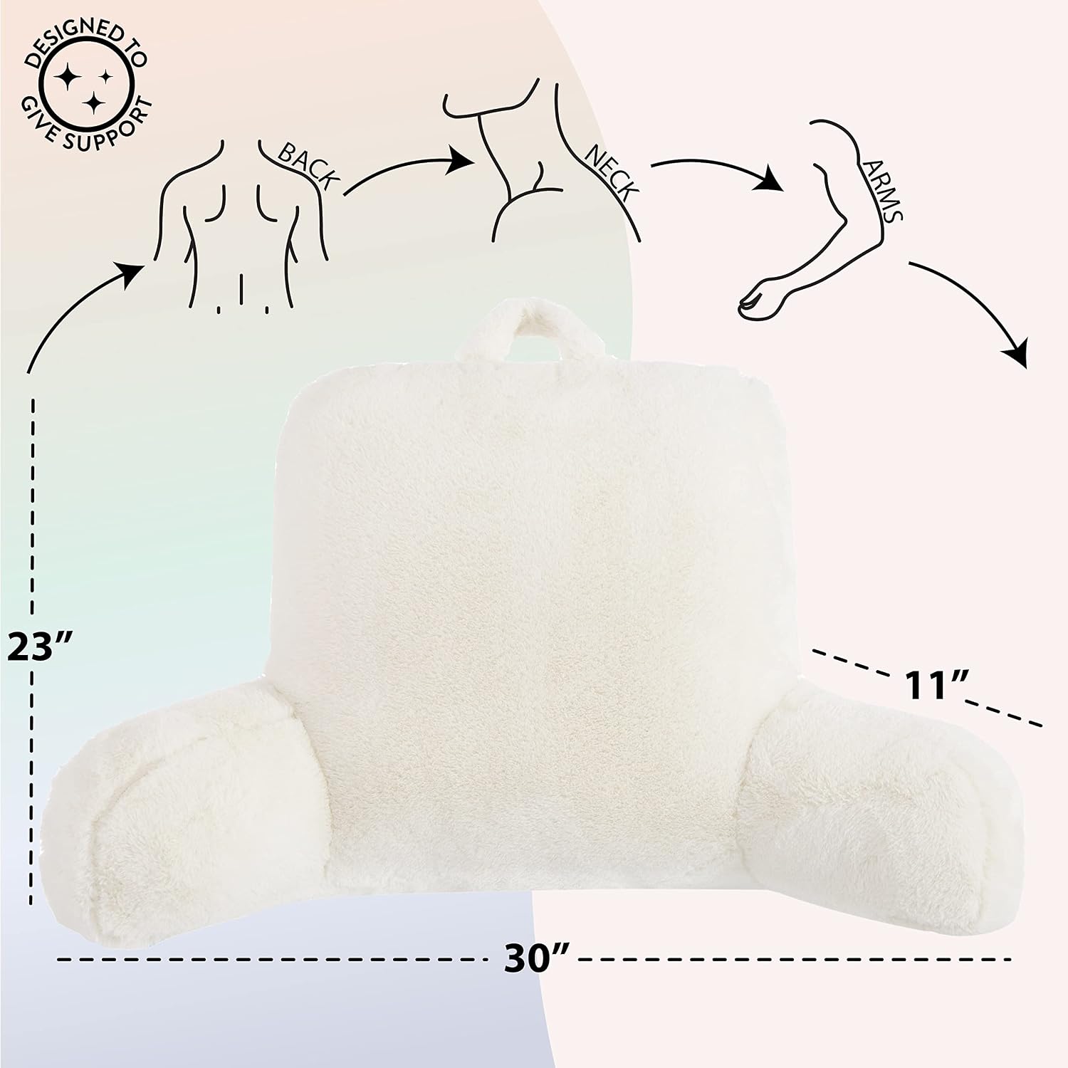 Urban Lifestyle Rabbit Faux Fur Backrest Pillow, Ivory