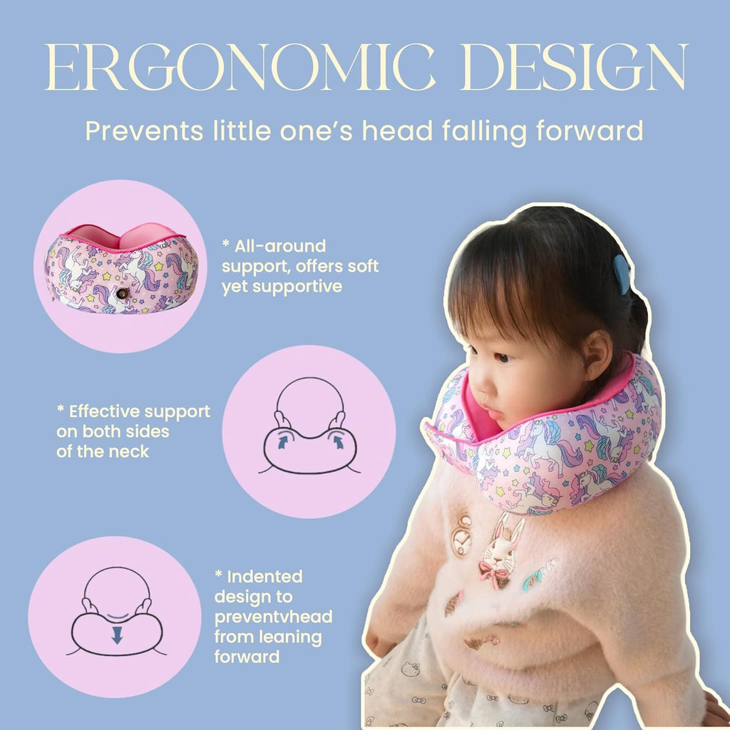 Skytraxcomf SKYTRAX® Certified Kids Safe Memory Foam Travel Neck Pillows for Kids and Toddlers, Cute Cartoon Design, Car Seat & Airplane He…