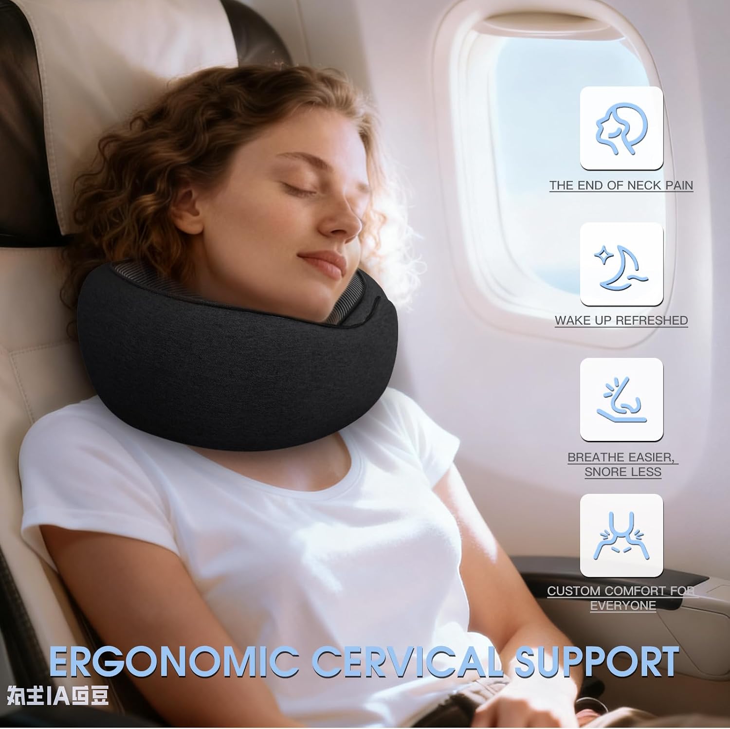 Neck Travel Pillows for Airplanes Memory Foam Neck Comfort Pillow Compact Ergonomic Design Sleeping Essentials for Long Flights Car Rides…