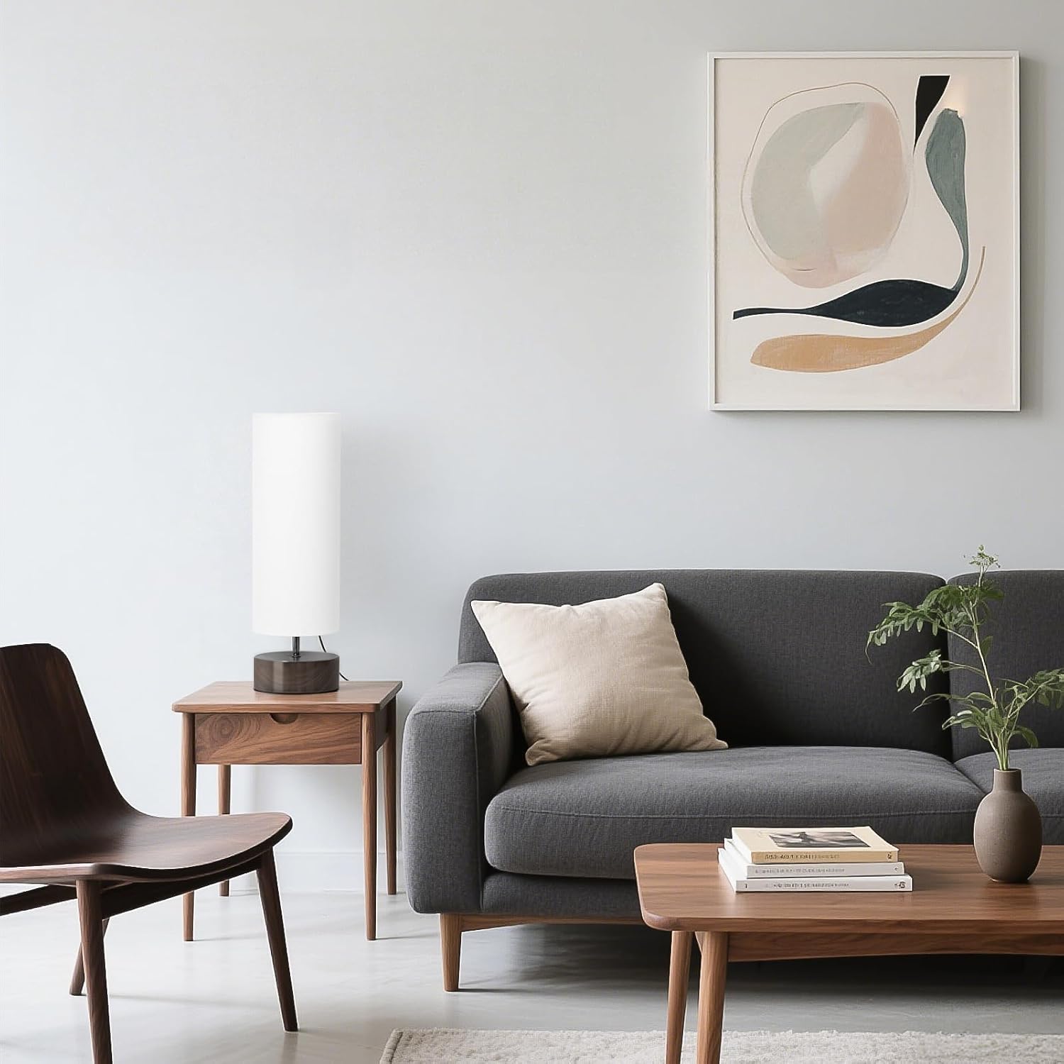 Touch Table Lamp, 3-Way Dimmable Modern Minimalist Accent Bedside Lamp with Cylinder Fabric Shade, Night Light Nightstand Desk Lamp for…