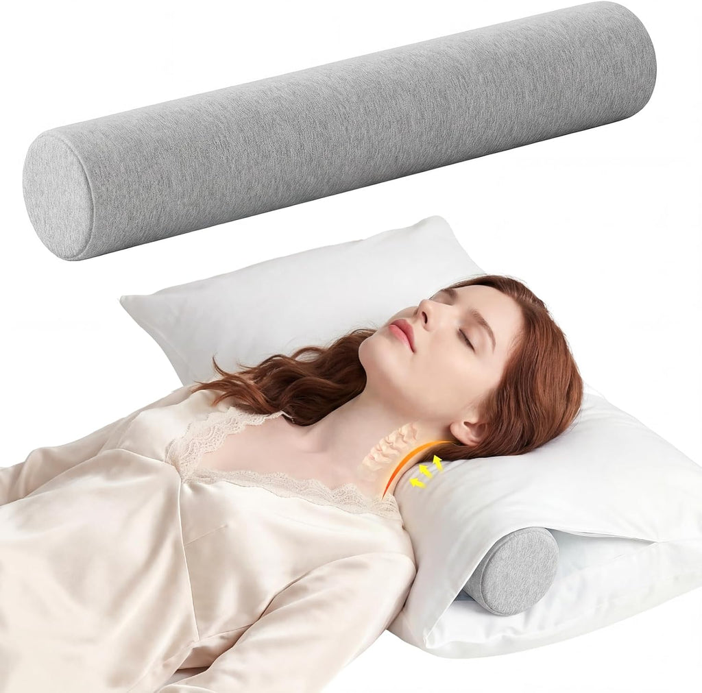 Forcanby Neck Roll Cervical Pillow for Neck - Memory Foam Neck Pillow for Bed | Round Neck Pillows for Sleeping (Grey, X-Small - 3.5" H) co…