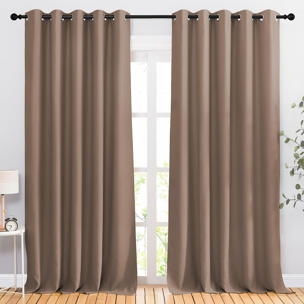 NICETOWN Kitchen Blackout Curtains and Drapes - Triple Weave Energy Saving Thermal Insulated Solid Grommet Blackout Panels for Patio (1…