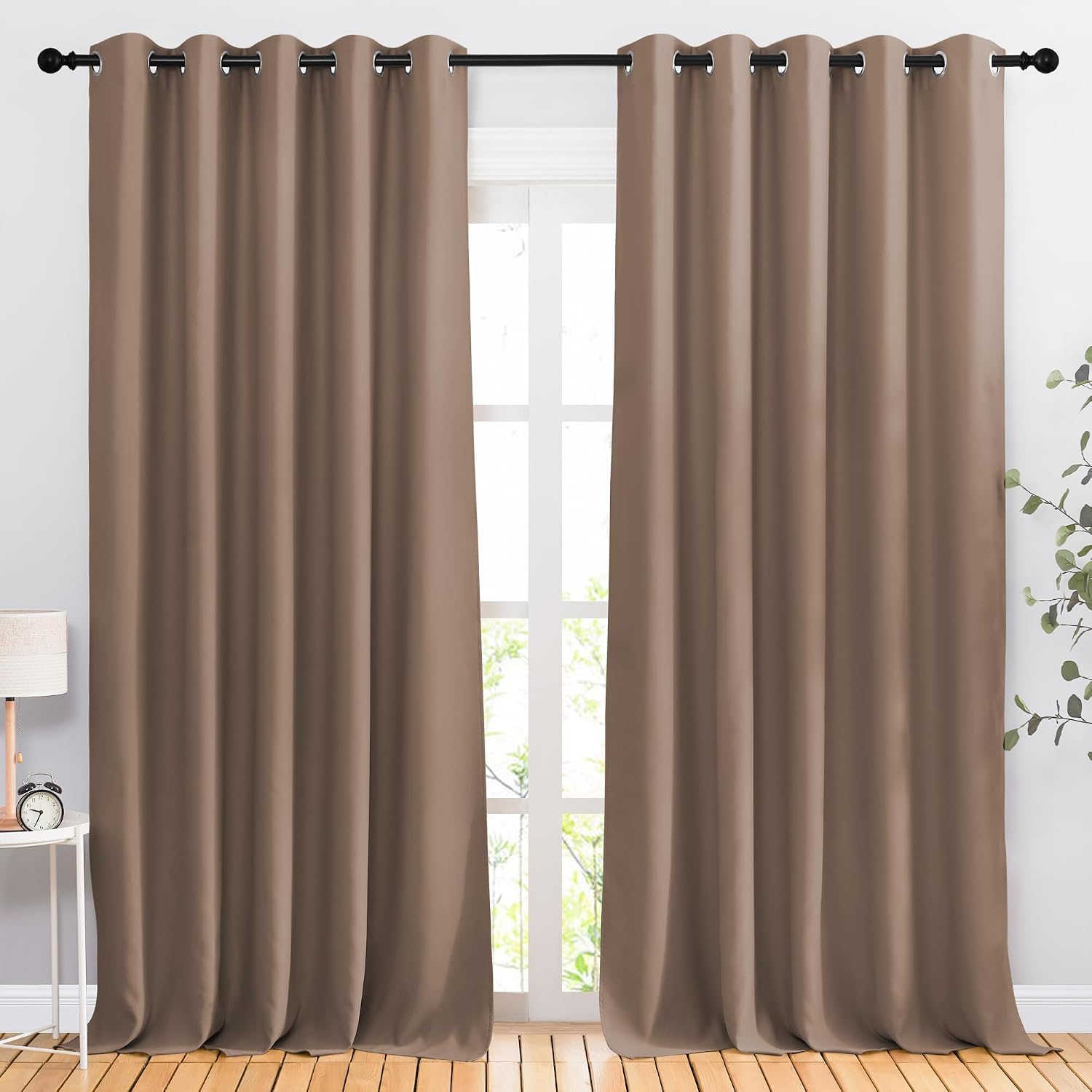 NICETOWN Kitchen Blackout Curtains and Drapes - Triple Weave Energy Saving Thermal Insulated Solid Grommet Blackout Panels for Patio (1…
