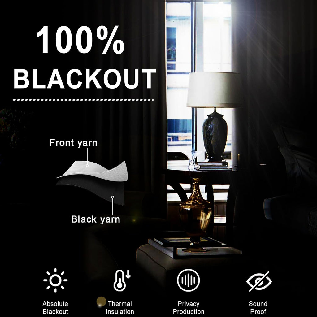 Xwzo 100% Blackout Curtains 54 Inches Long with Tiebacks- Heat and Full Light Blocking, Thermal Insulated Window Panels with Grommets for B…