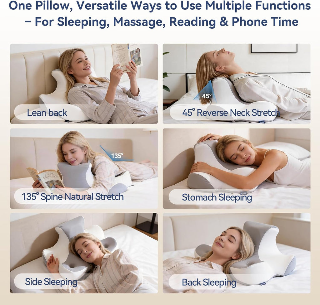 AiSleep Reading Pillow for Bed, Leaning, Lying and Prone, Memory Foam Bed Wedge Pillow for Headboard, Ergonomic Bed Wedge Pillow for Sleepi…