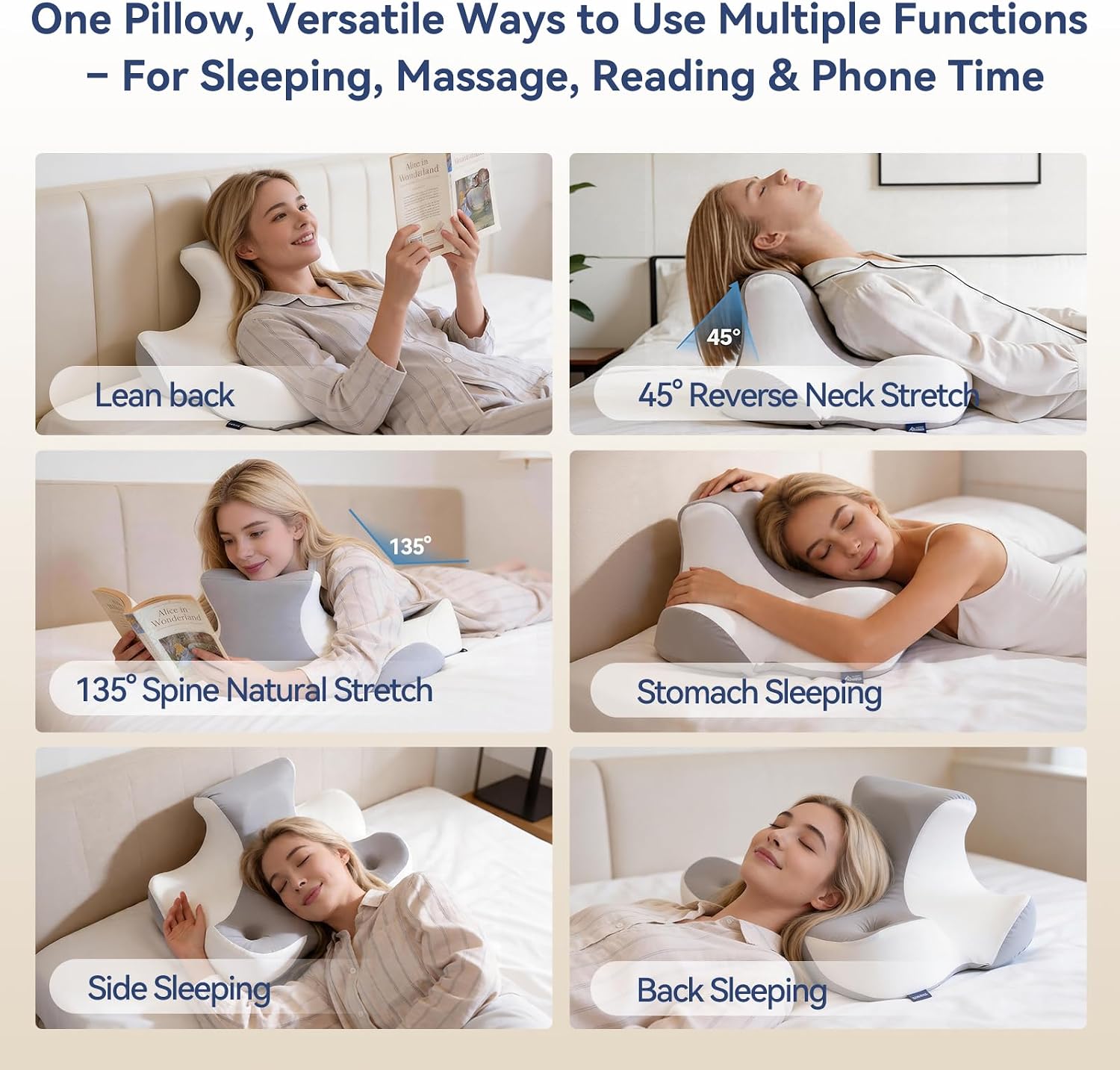 AiSleep Reading Pillow for Bed, Leaning, Lying and Prone, Memory Foam Bed Wedge Pillow for Headboard, Ergonomic Bed Wedge Pillow for Sleepi…