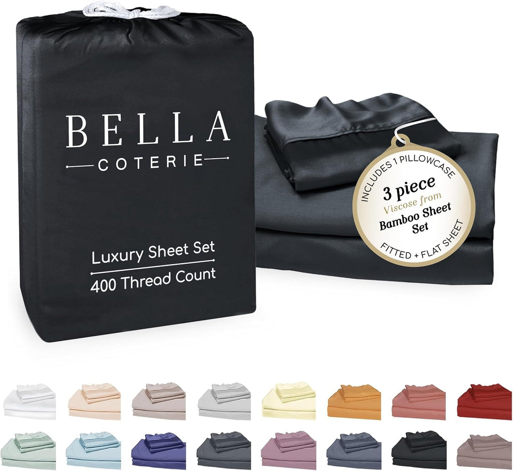 Bella Coterie Luxury Bamboo Viscose Twin XL Size Sheet Set | 100% Organically Grown | Ultra Soft | Cooling for Hot Sleepers | 18" Deep…