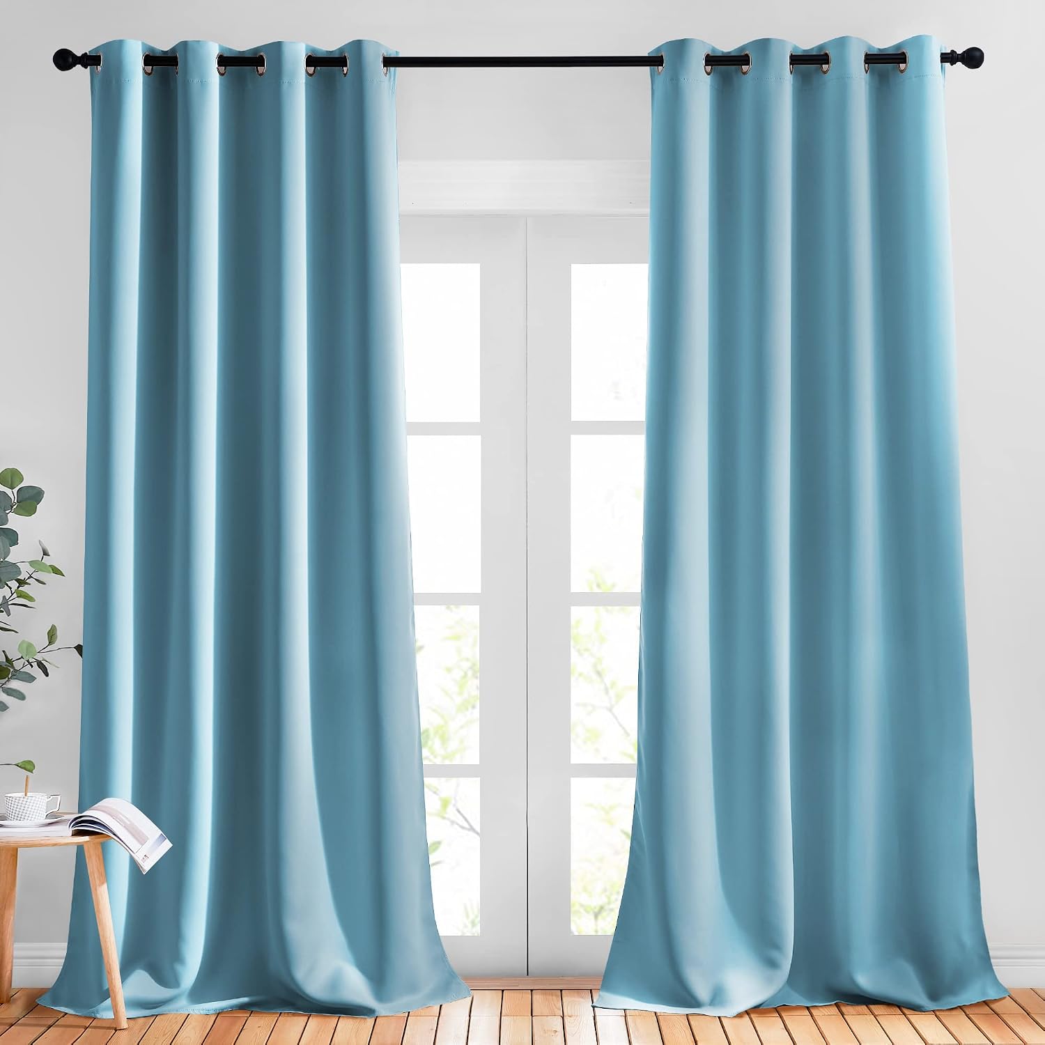 Nicetown Bedroom Blackout Curtains and Drapes - Window Treatment Thermal Insulated Solid Grommet Blackout Draperies for Living Room (Set of…