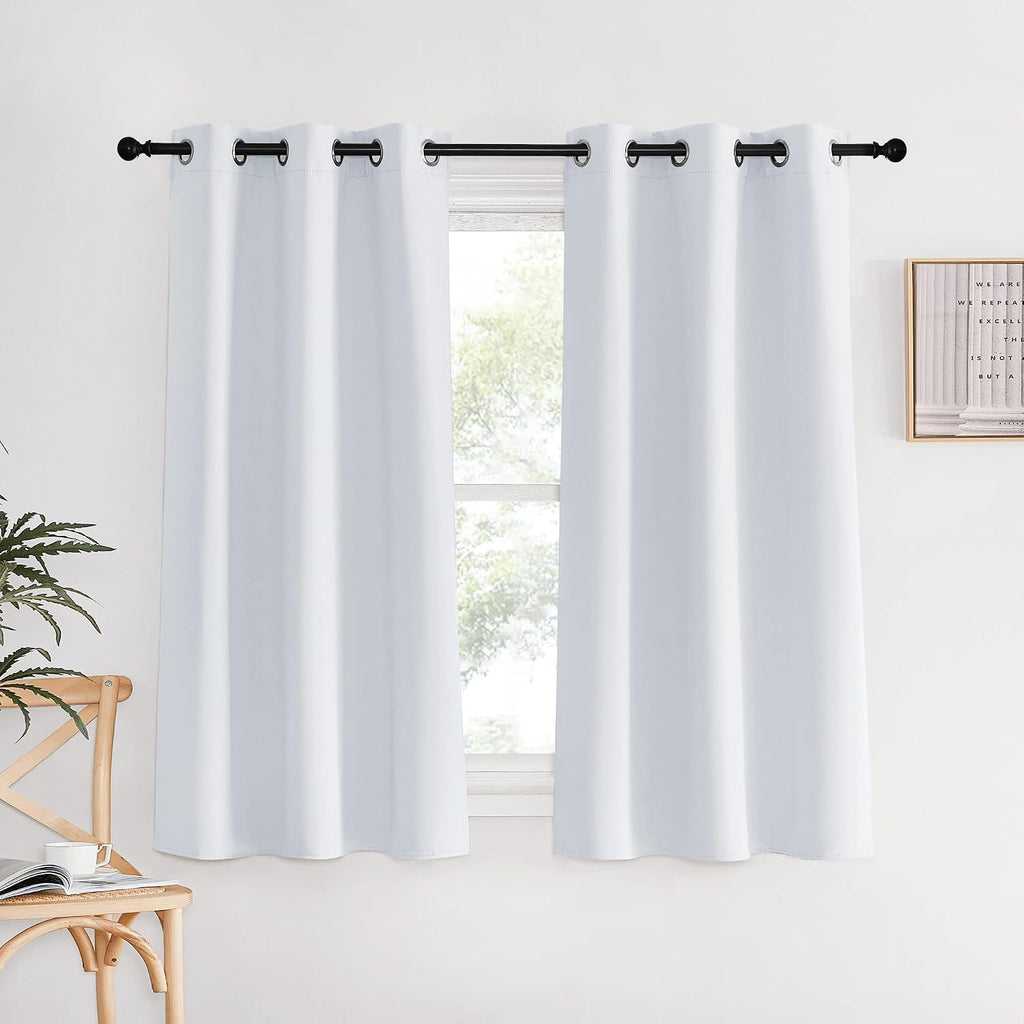 Nicetown Bedroom Curtains 2 Panels Set, 34 in x 60 in (W x L), Greyish White, easy maintenance Solid Thermal Insulated Silver Grommet…