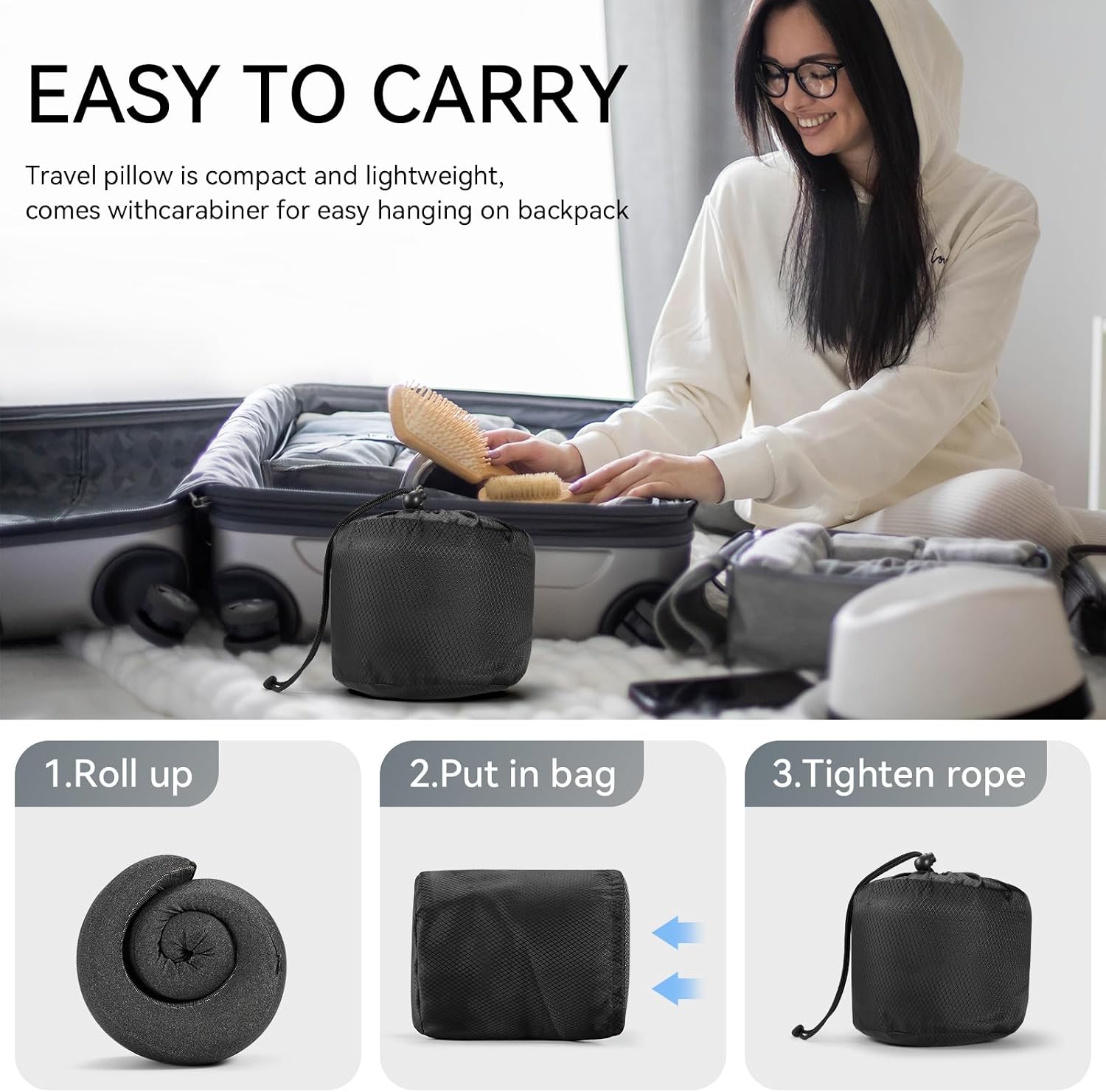 SZXYX Travel Pillows for Airplanes, 100% Pure Memory Foam Neck Pillow for Airplanes, Comfortable Breathable Cover, 360° Support Stowable…