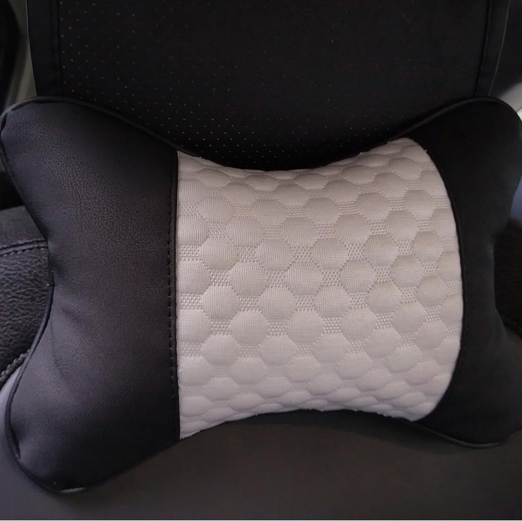 Professinalcaraccessories Car Neck Pillows Both Side Pu Leather 2pieces Pack Headrest Fit for Most Cars Filled Fiber Universal Car Pillow (…