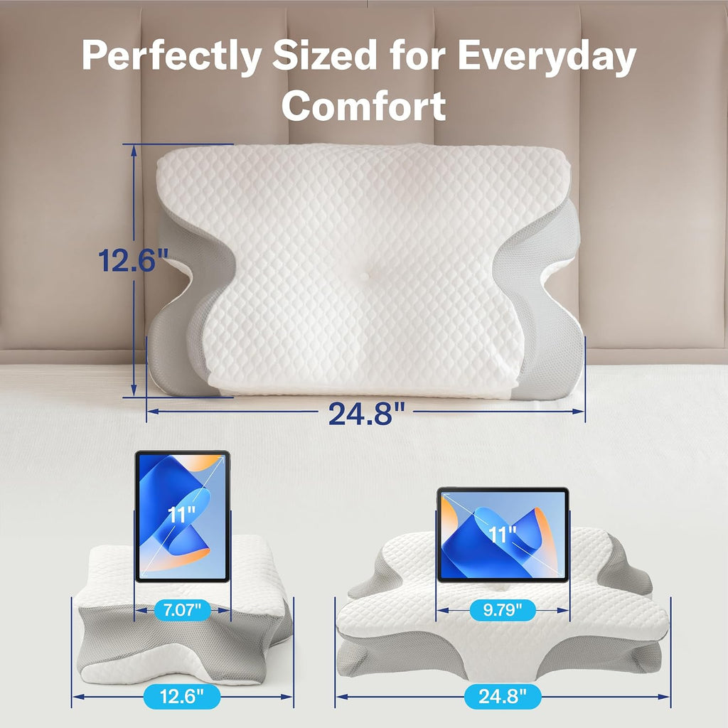 Alcedo Cervical Pillow for Cozy Sleep and Neck, Odorless Ergonomic Memory Foam Pillow, Orthopedic Bed Pillow for Side, Back & Stomach Slee…