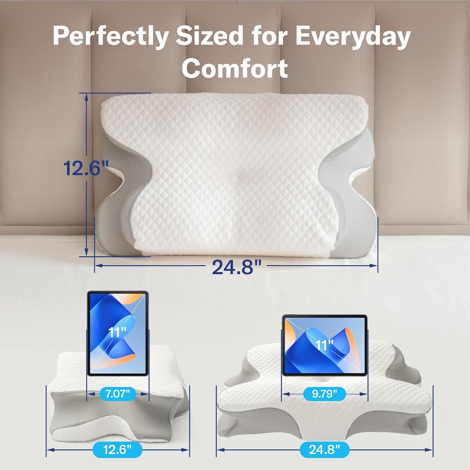 Alcedo Cervical Pillow for Cozy Sleep and Neck, Odorless Ergonomic Memory Foam Pillow, Orthopedic Bed Pillow for Side, Back & Stomach Slee…
