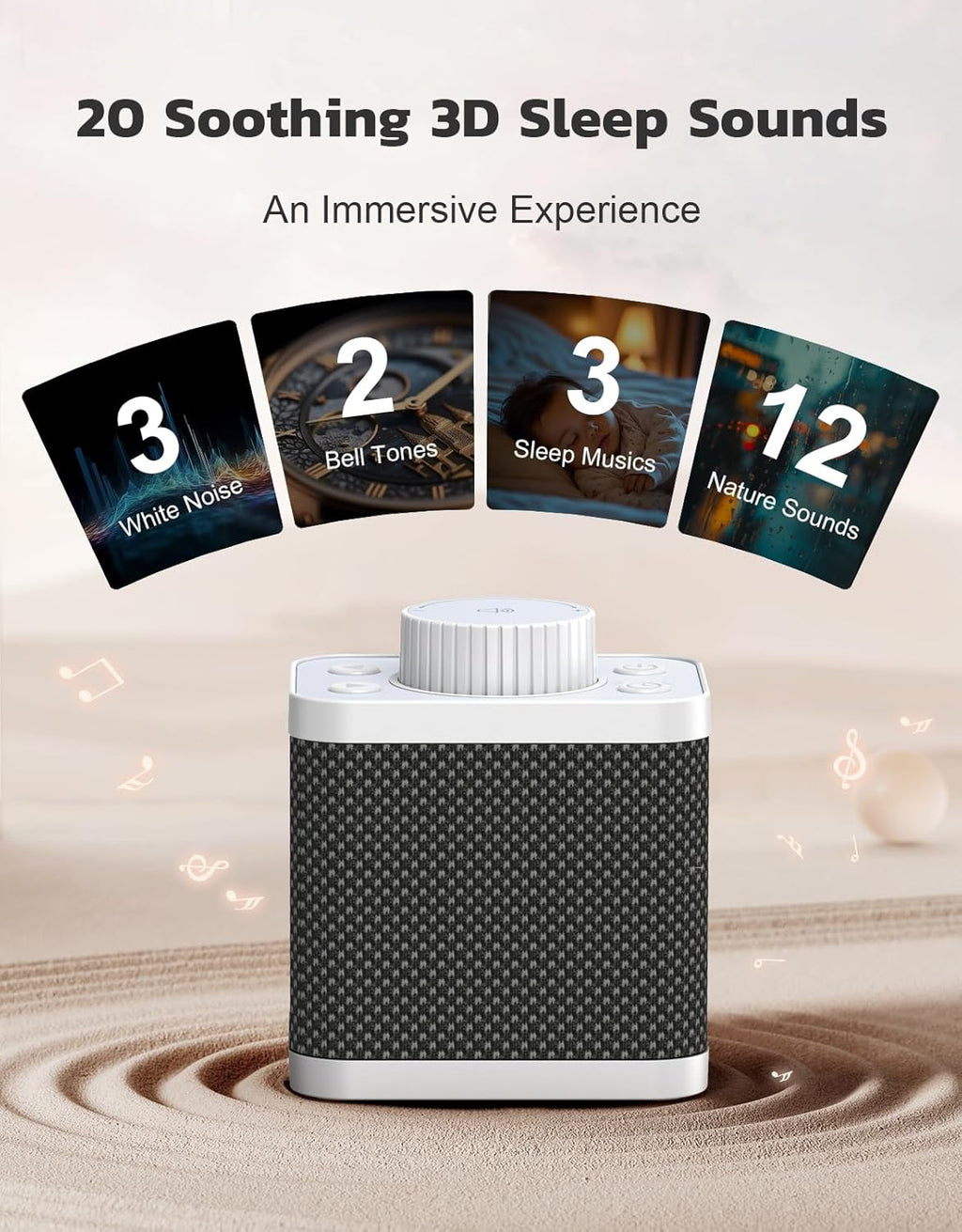 White Noise Sound Machine with 20 Soothing Sounds, 18-48h Powerful Battery, 3 Timers Memory Function and White Noise Machine for…