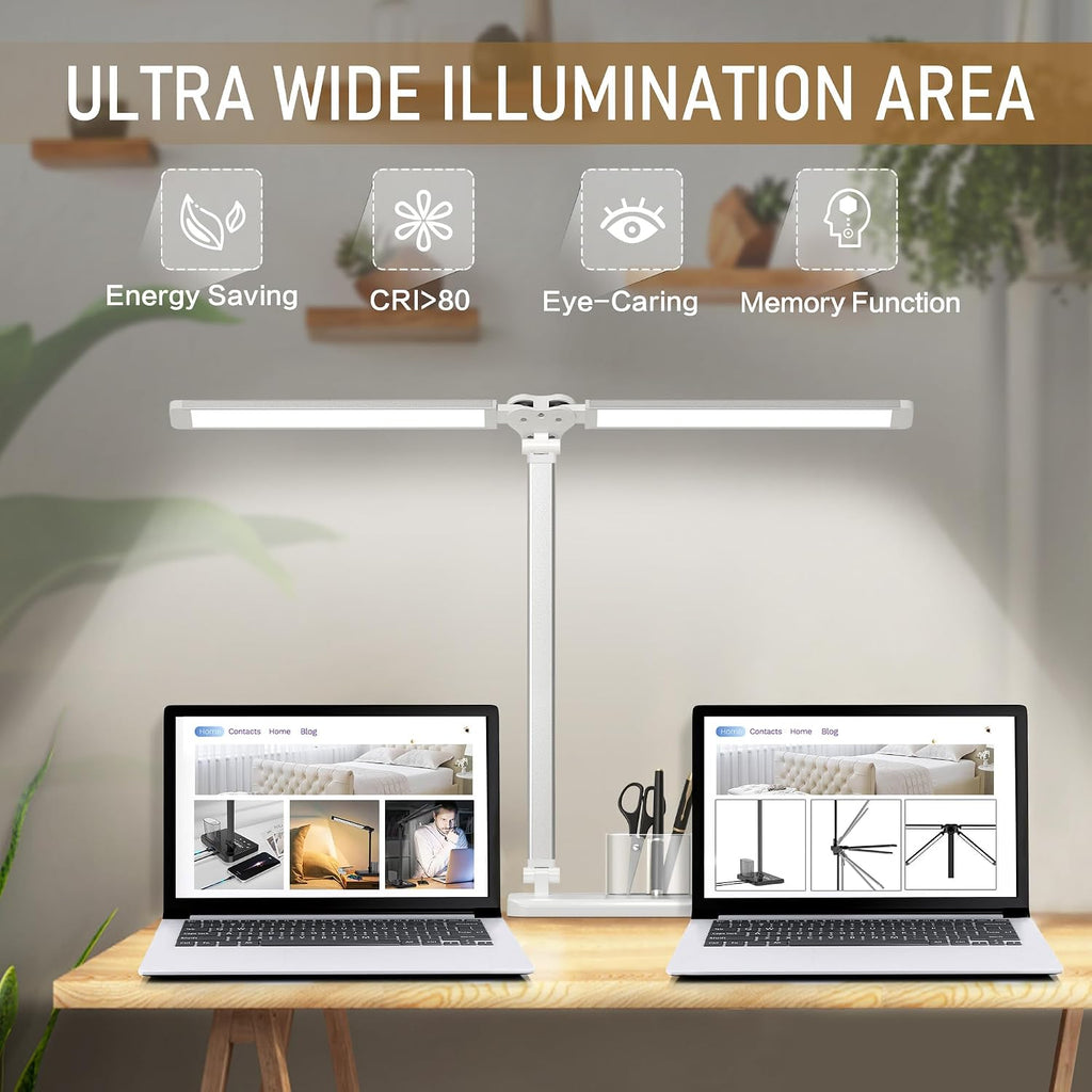LED Desk Lamp Dimmable Table Lamp with USB Charging Port, 50 Lighting Modes, Adjustable Foldable Dual Swing Arm Architect Desk Lamp for…