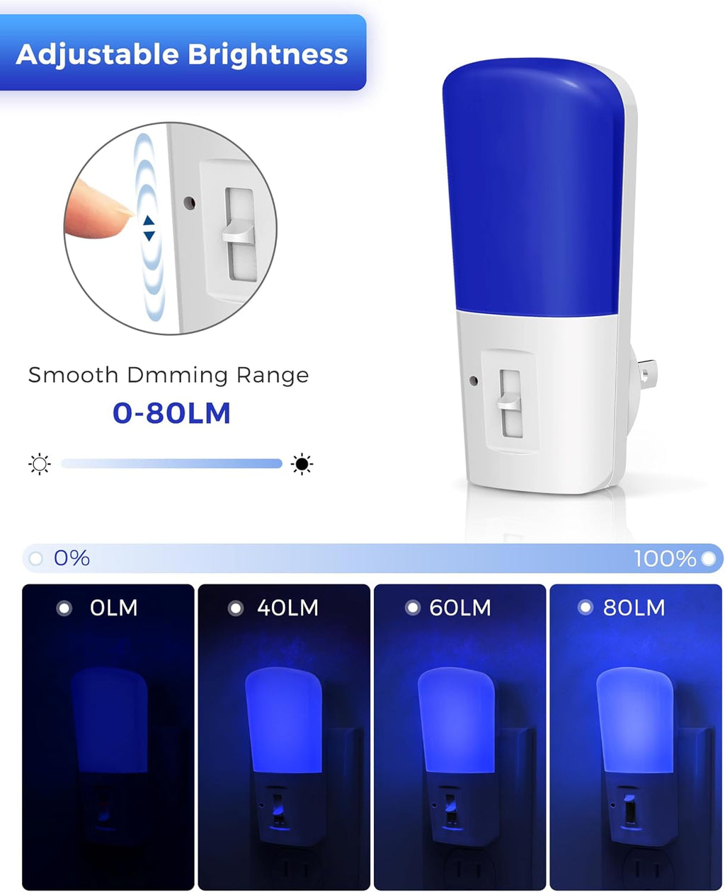 L LOHAS LED Blue Night Light Plug in, Dimmable Decorative Wall Blue Light LED Night Lights with Dusk to Dawn Sensor, Adjustable…