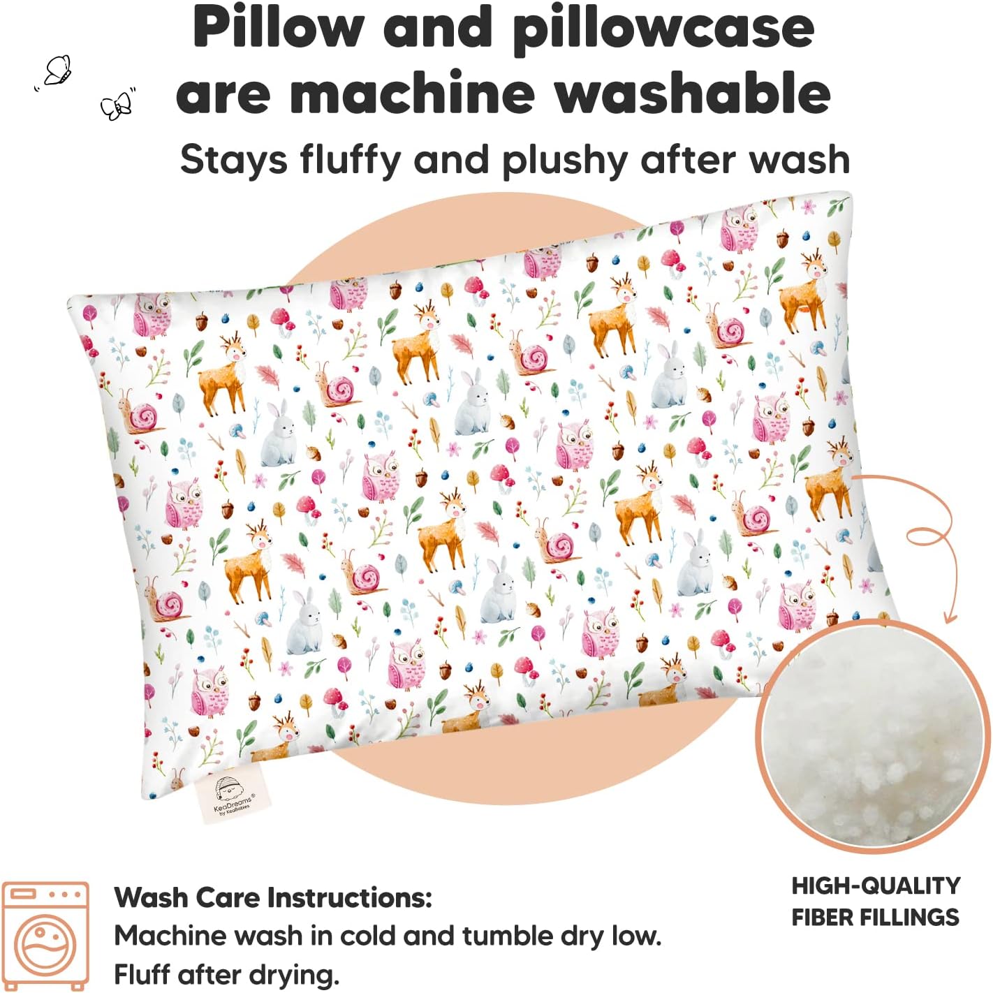 Toddler Pillow with Pillowcase - 13x18 My Little Dreamy Kids Travel Bed Pillows for Sleeping, Organic Cotton Small Pillowcase, Soft &…