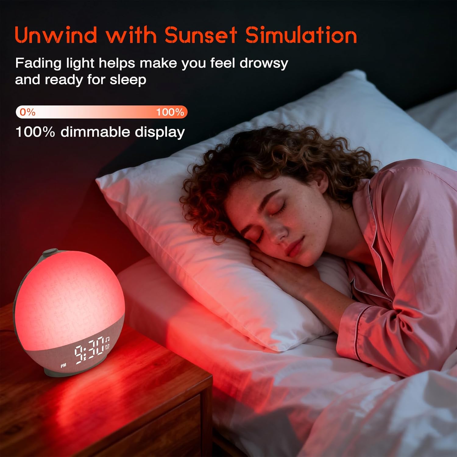 Sunrise Alarm Clock White Noise Machine, Sunset Simulation, 30 Soothing Sounds, 12 Color Night Light, Dimmable Sunlight Lamp Wake Up…