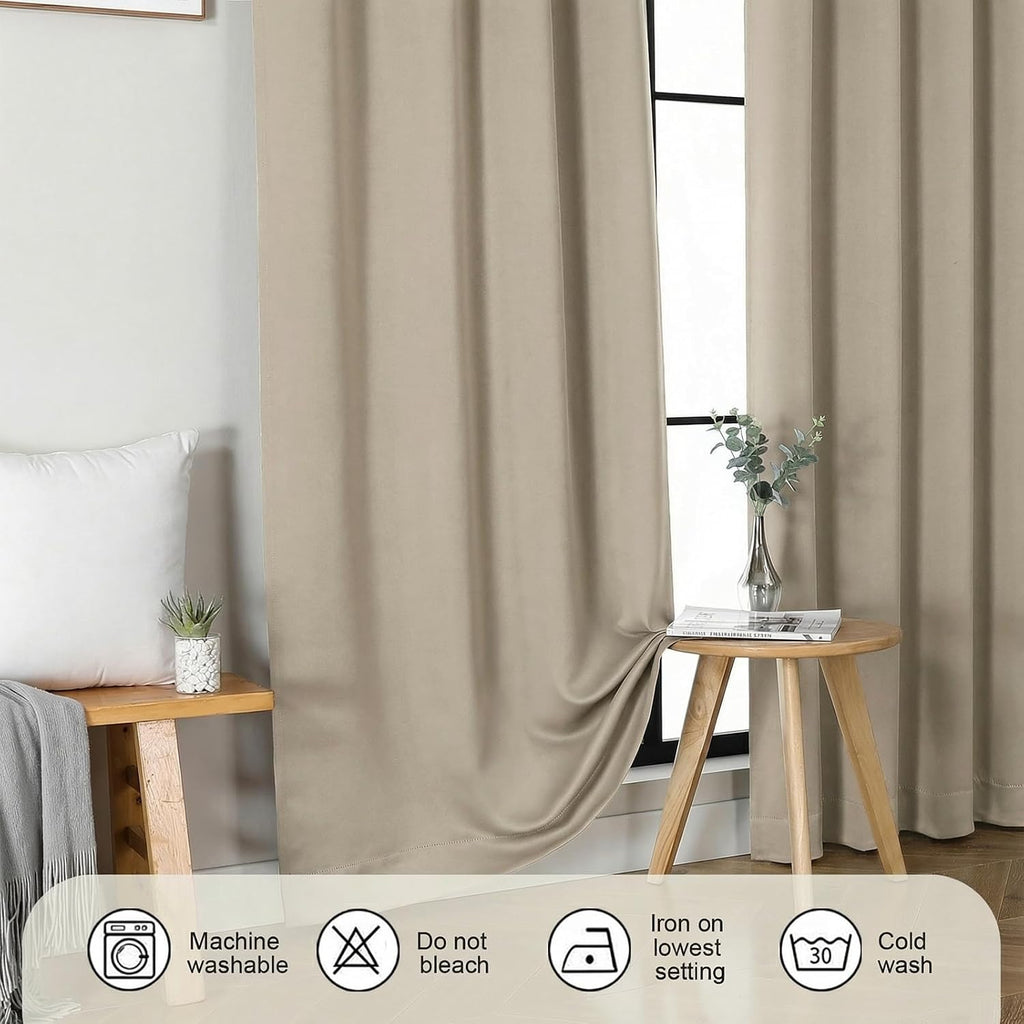 Gwine Blackout Curtains for Bedroom 54 Inches Long - Thermal Insulated Noise Reducing Window Curtain Panels, Room Darkening Curtain…