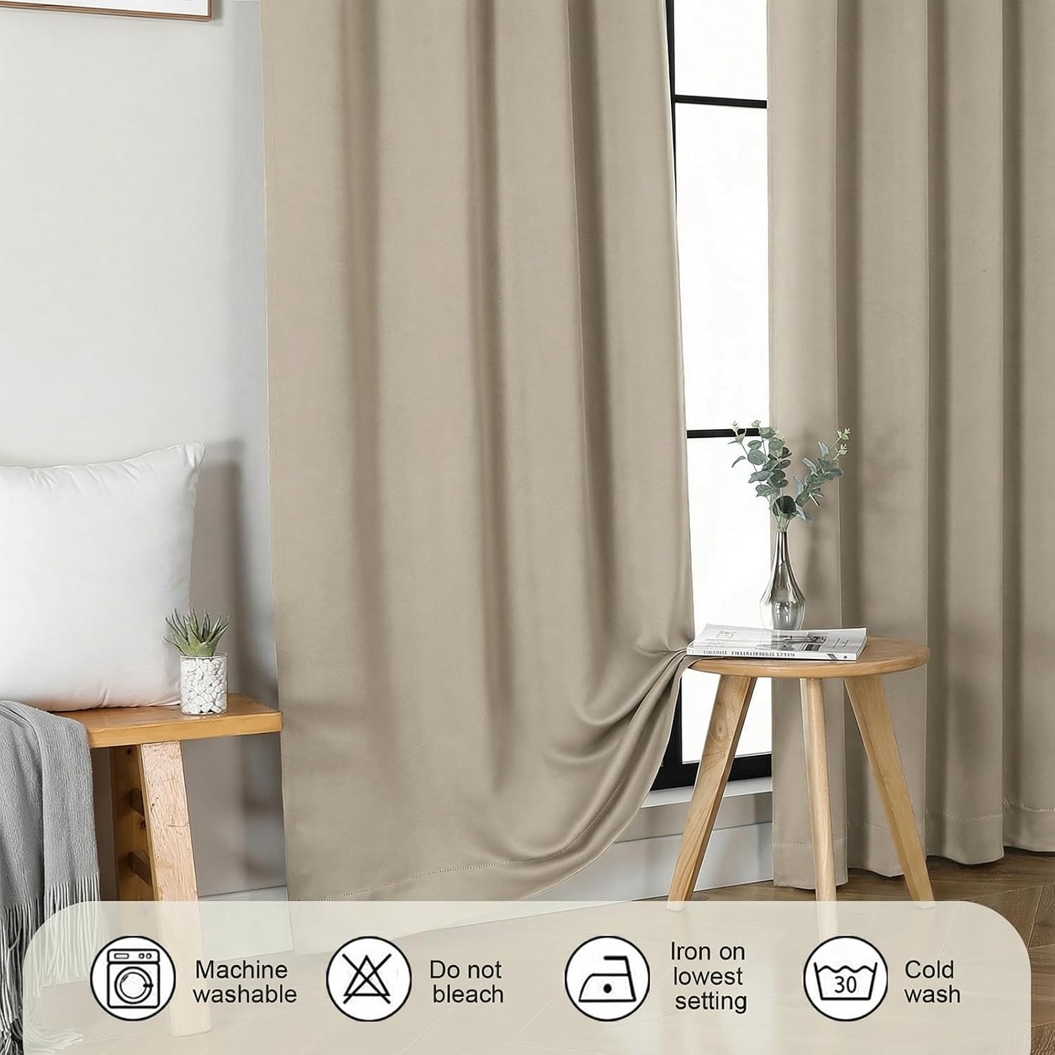 Gwine Blackout Curtains for Bedroom 84 Inches Long - Thermal Insulated Noise Reducing Window Curtain Panels, Room Darkening Curtain…