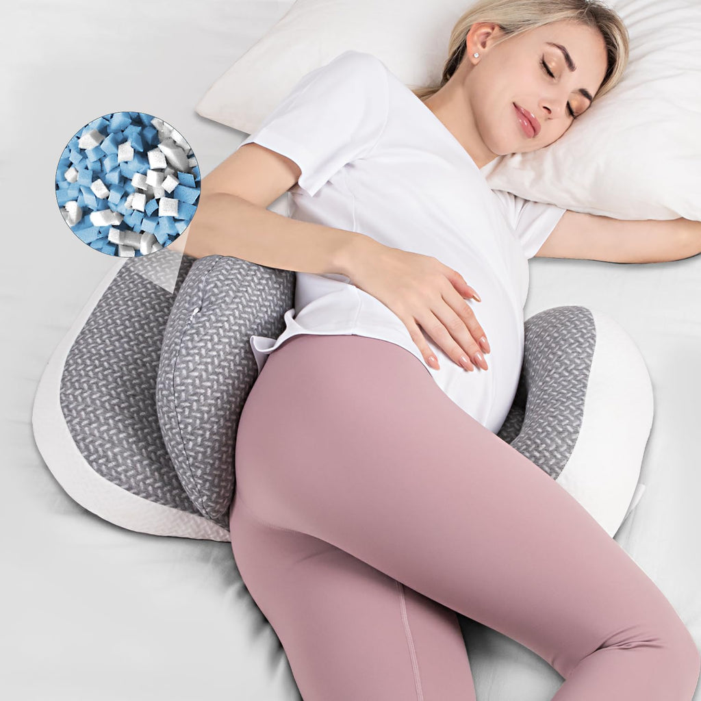 Chilling Home Portable Pregnancy Pillow Memory Foam–Maternity Body Pillow for Sleeping- Multifunctional Pregnancy Wedge Pillow for Back…