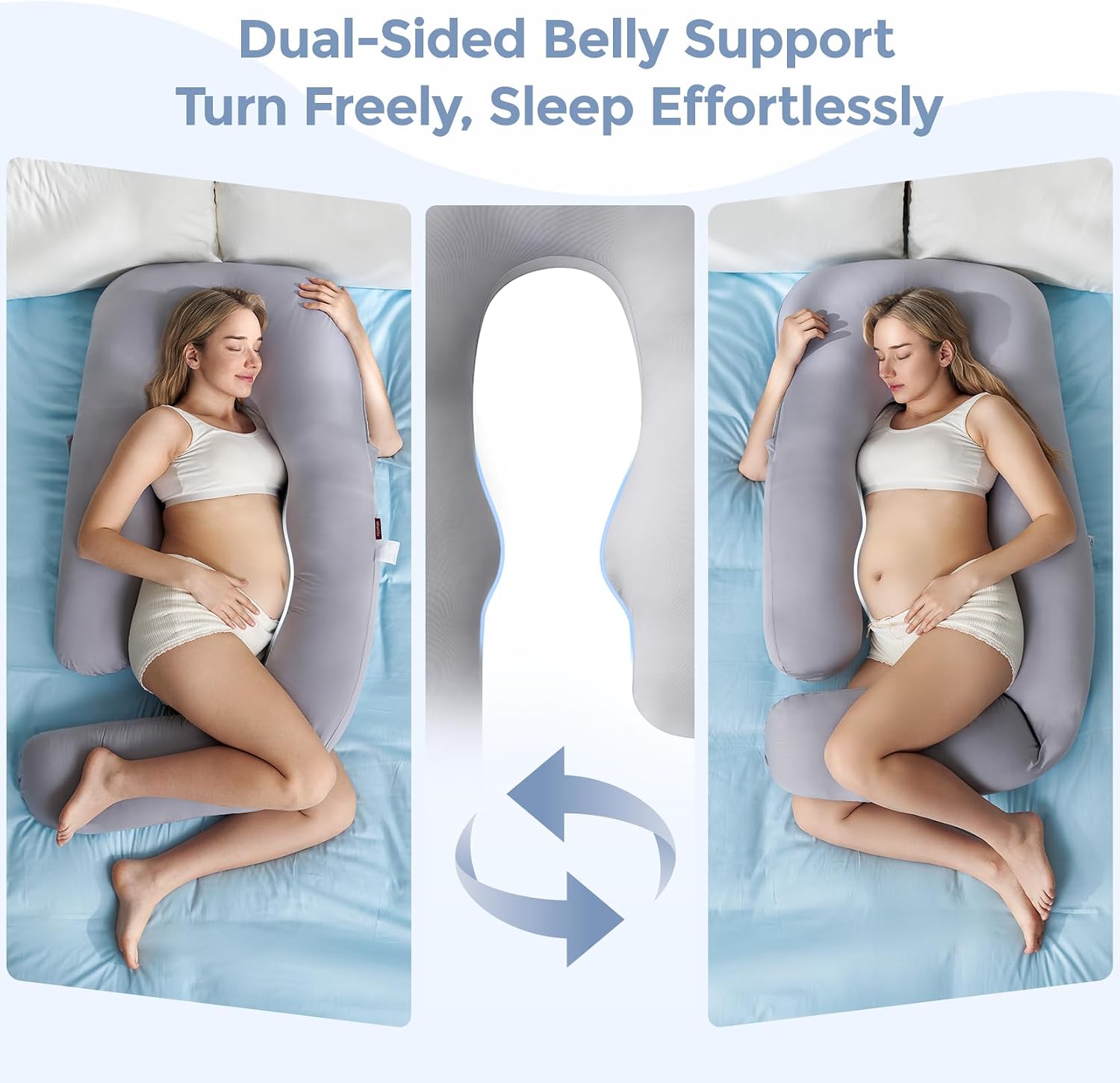 Momcozy Pregnancy Pillow with Cooling Cover, Dreamlign U Pro Maternity Pillow with Adjustable Leg Pillow - Support for Back, HIPS, Belly, L…