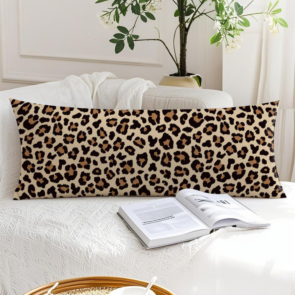 Trendy Leopard Print 20x54 Body Pillow Cover, Cheetah Print Room Decor, Girly Bedroom Dorm Decor, Funky Brown Leopard Animal Skin…
