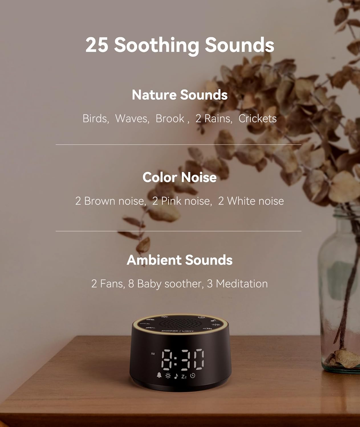 Dreamegg Sound Machine for Sleep - D1 Nova White Noise Sound Machine for Baby Adult with Alarm Clock, Soothing Sounds, Dimmable, White…
