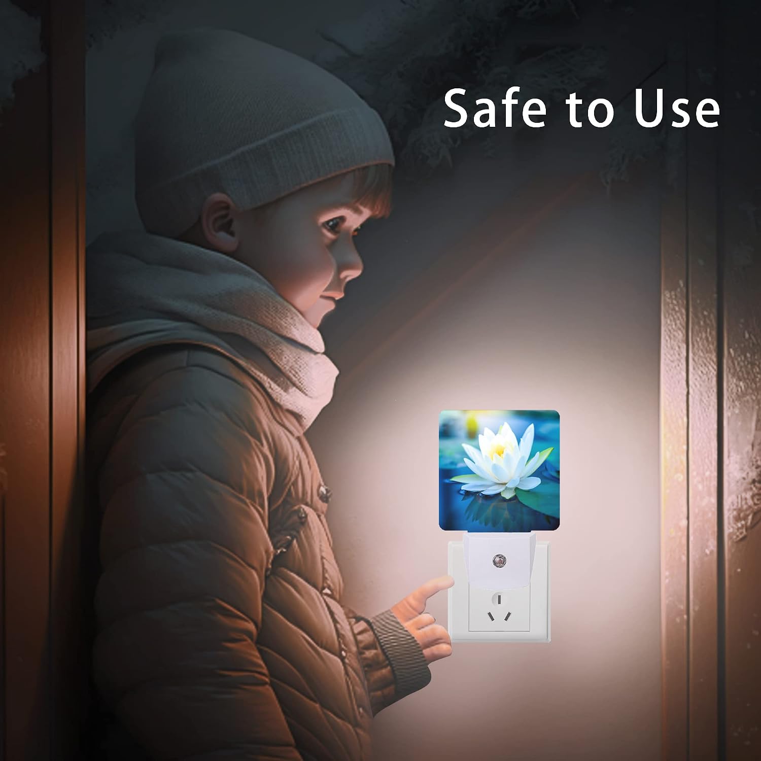 White Lotus Night Light, Beautiful Flower Plug-in Night Lights with Dusk-to-Dawn Sensor for Bedroom, Bathroom and Living Room 0.5W Sleep…