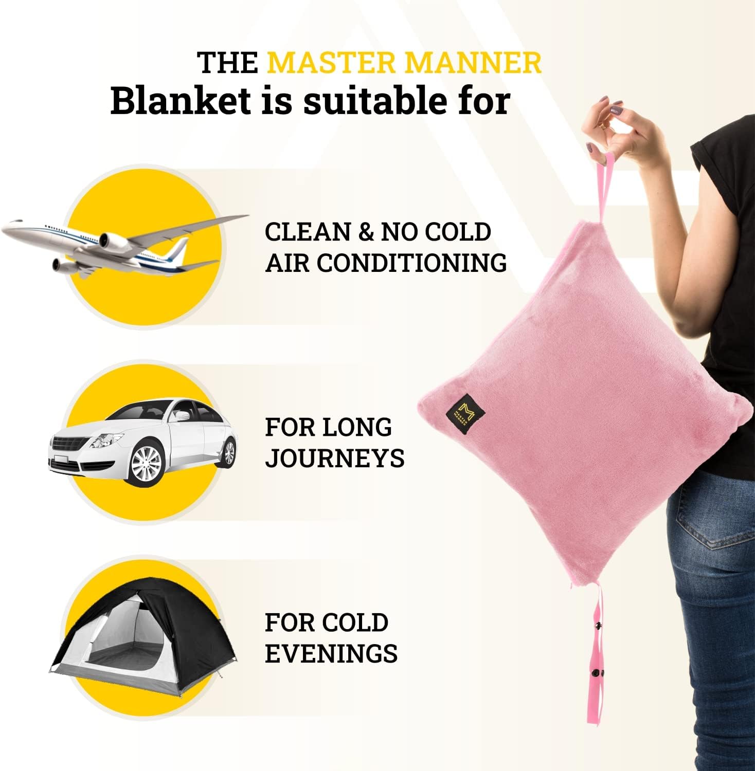 Travel Blanket Airplane Compact with Hoodie – 2in1 Airplane Travel Accessories from Plane Blanket to Travel Pillow with Luggage Strap…