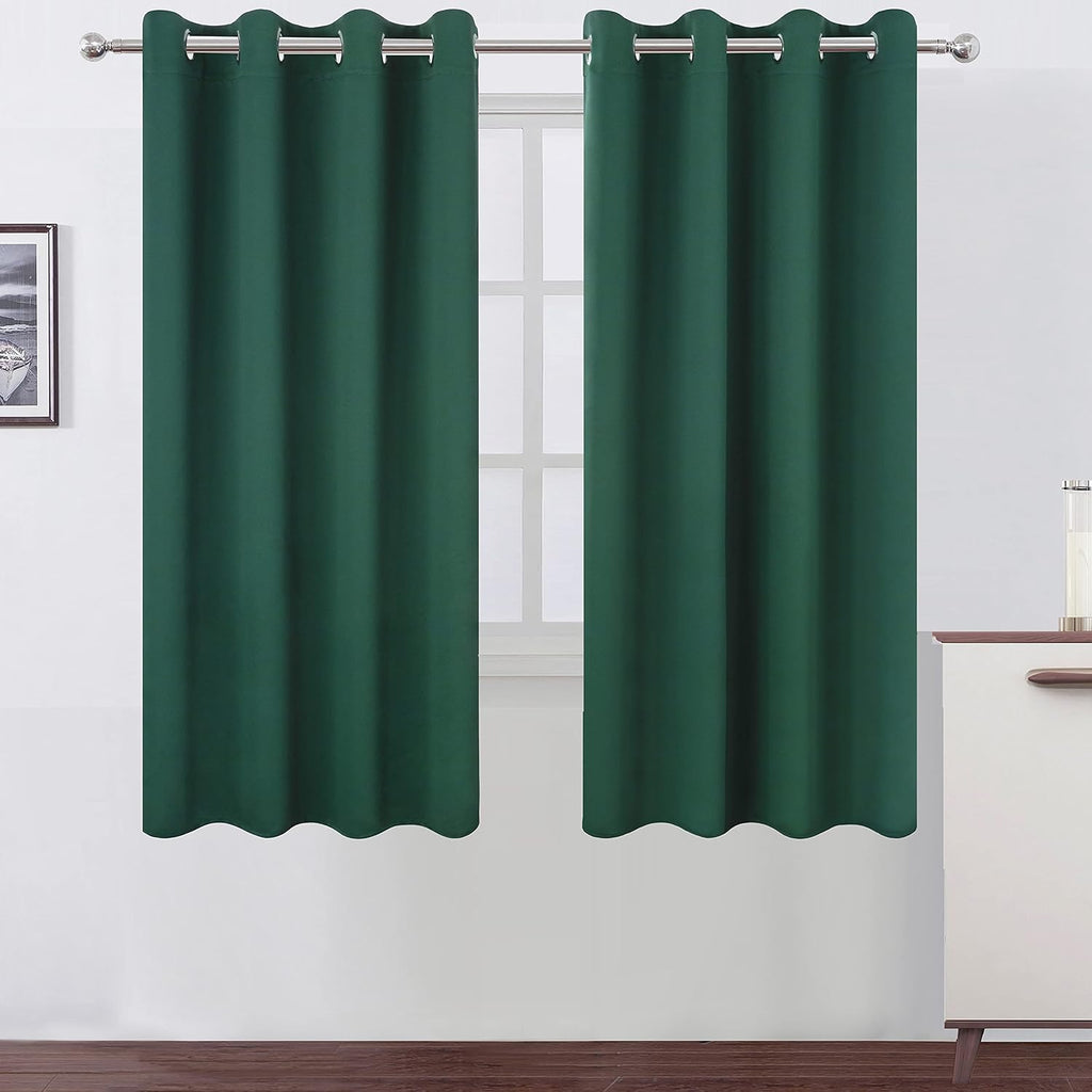 Lemomo Dark Green Bedroom Blackout Curtains/52 x 63 Inch Long/Set of 2 Curtain Panels/Thermal Insulated Room Darkening Curtains for Bedroom…